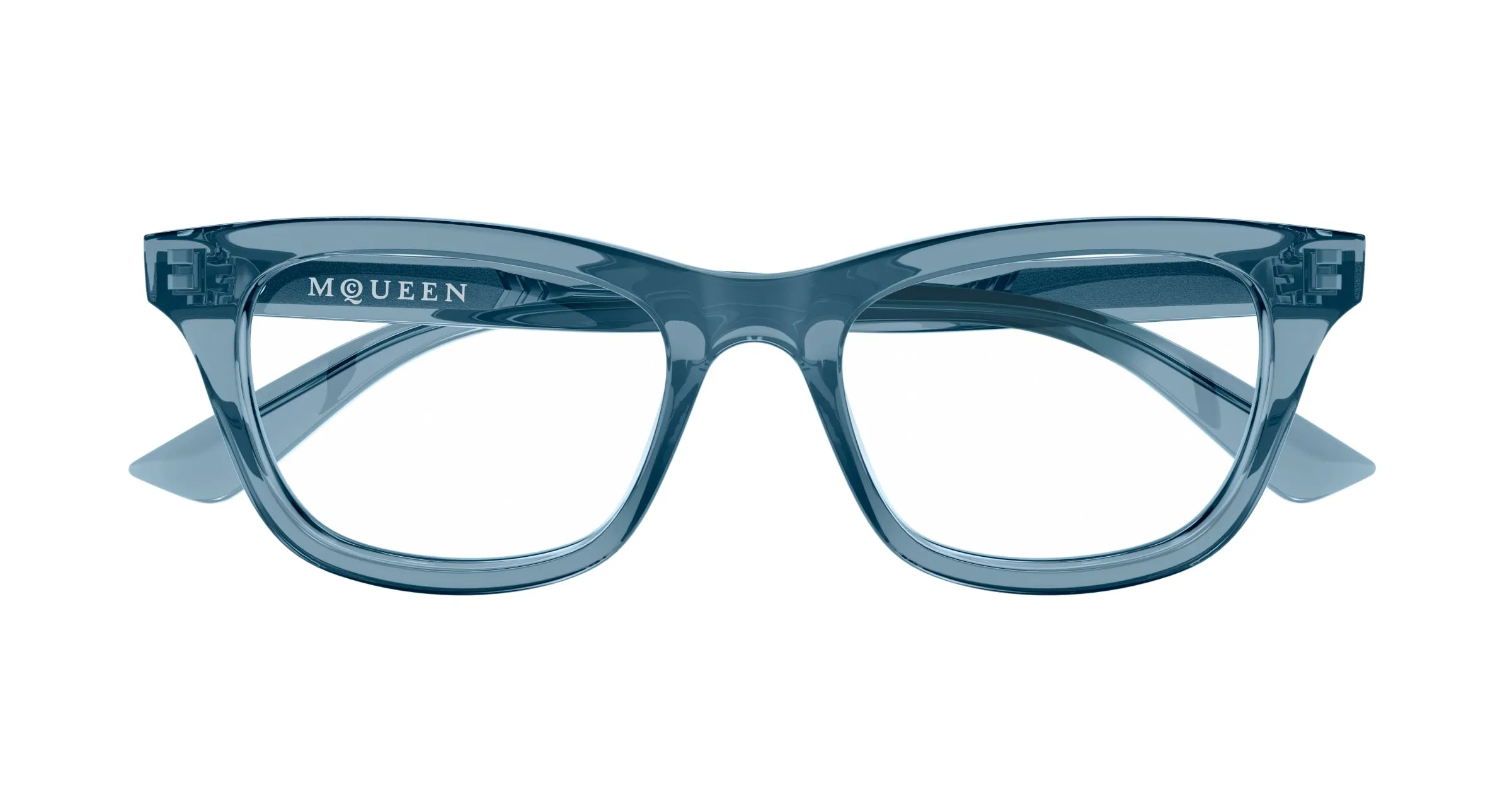 Alexander McQueen AM0515O 010 Montature da vista Acetato Blu Trasparente Cat Eye - immagine 2