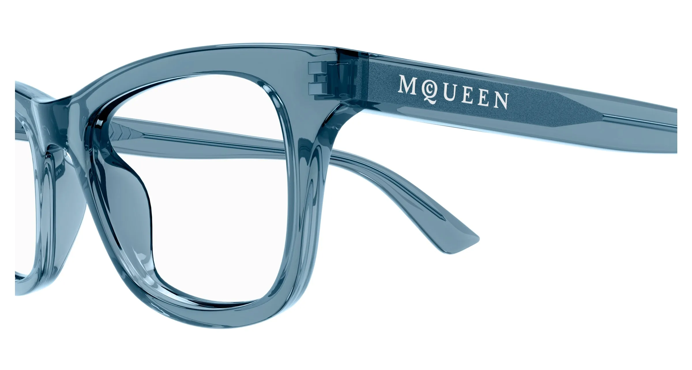 Alexander McQueen AM0515O 010 Montature da vista Acetato Blu Trasparente Cat Eye - immagine 3