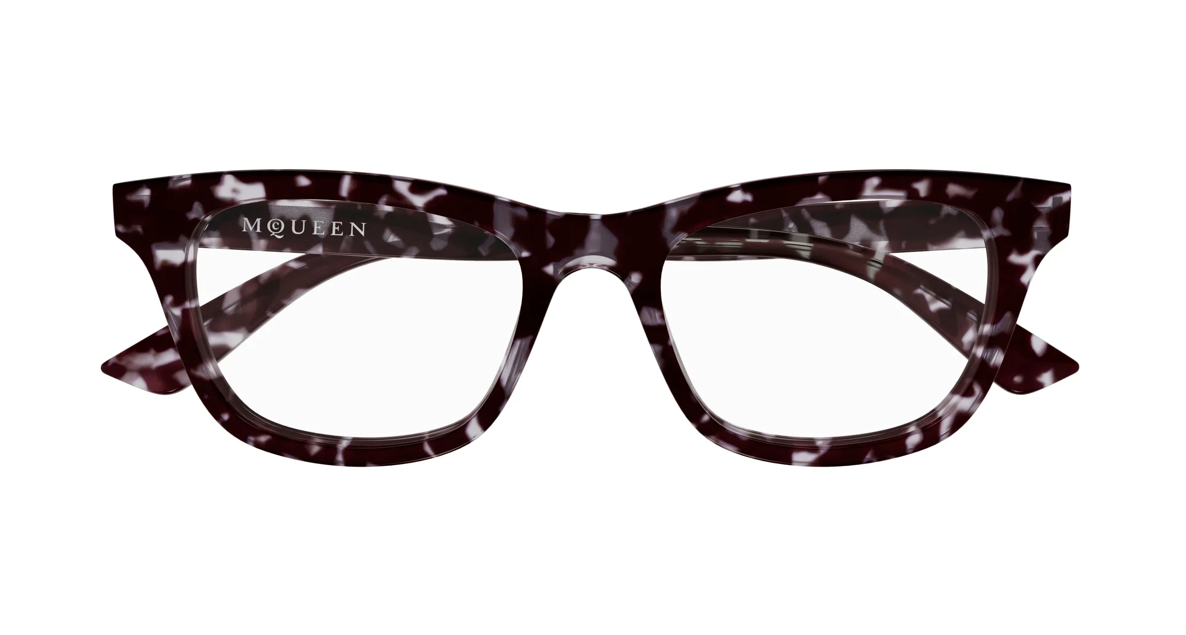 Alexander McQueen AM0515O 008 Montature da vista Acetato Havana Trasparente Cat Eye - immagine 2