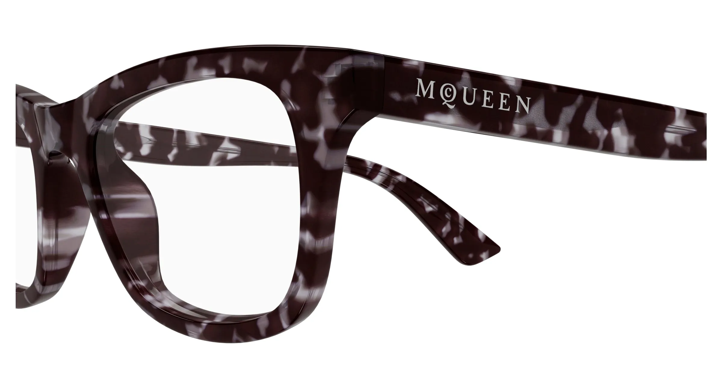 Alexander McQueen AM0515O 008 Montature da vista Acetato Havana Trasparente Cat Eye - immagine 3