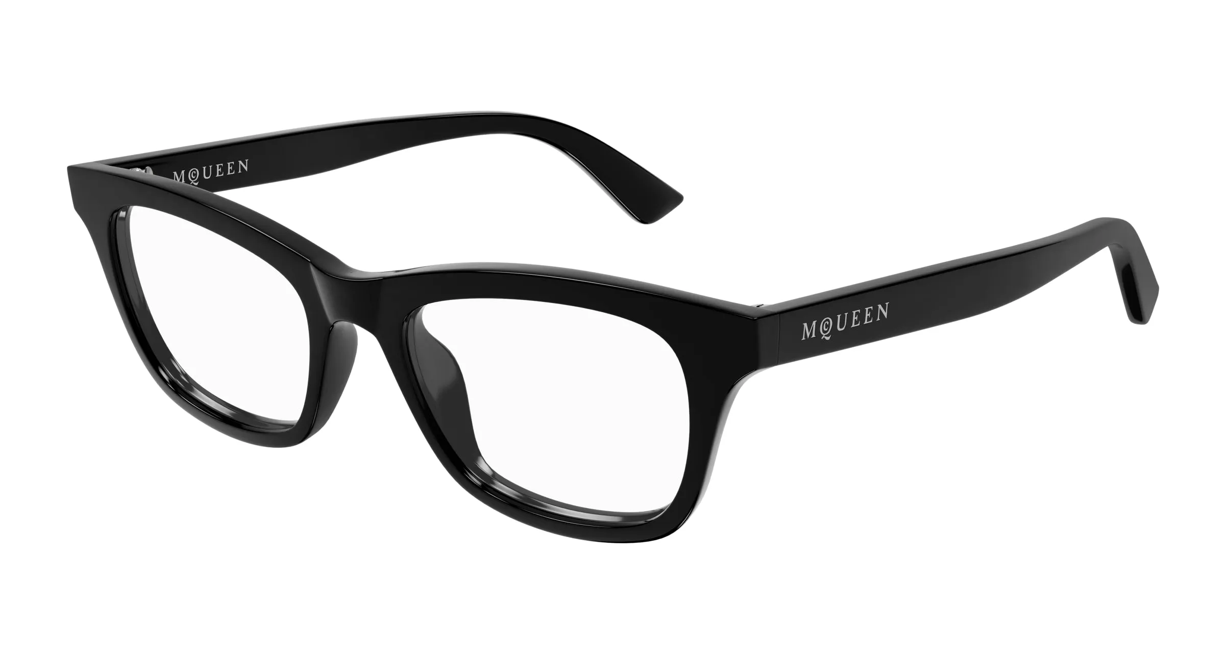 Alexander McQueen AM0515O 007 Montature da vista Acetato Nero Trasparente Cat Eye - immagine 1