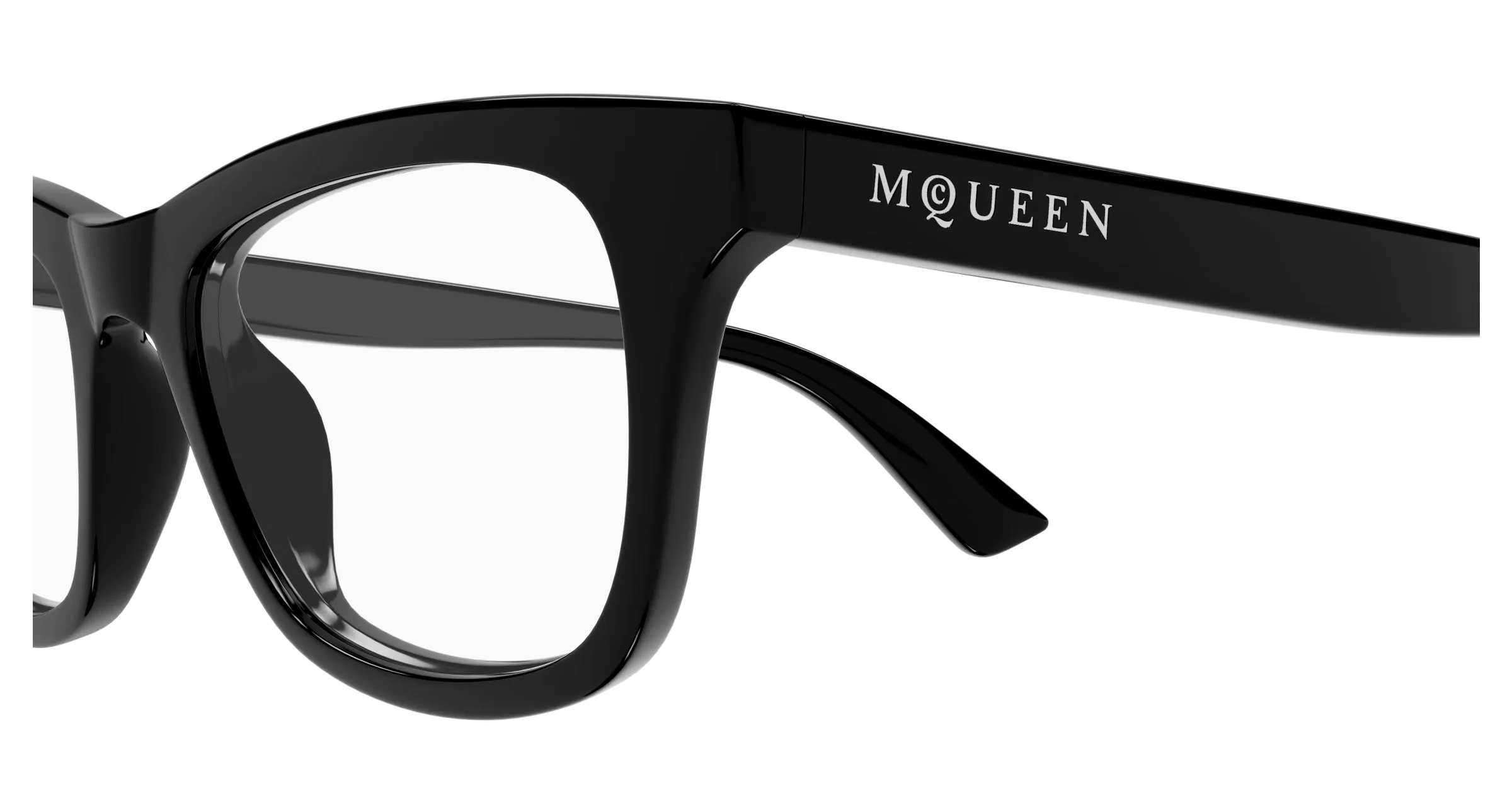 Alexander McQueen AM0515O 007 Montature da vista Acetato Nero Trasparente Cat Eye - immagine 3