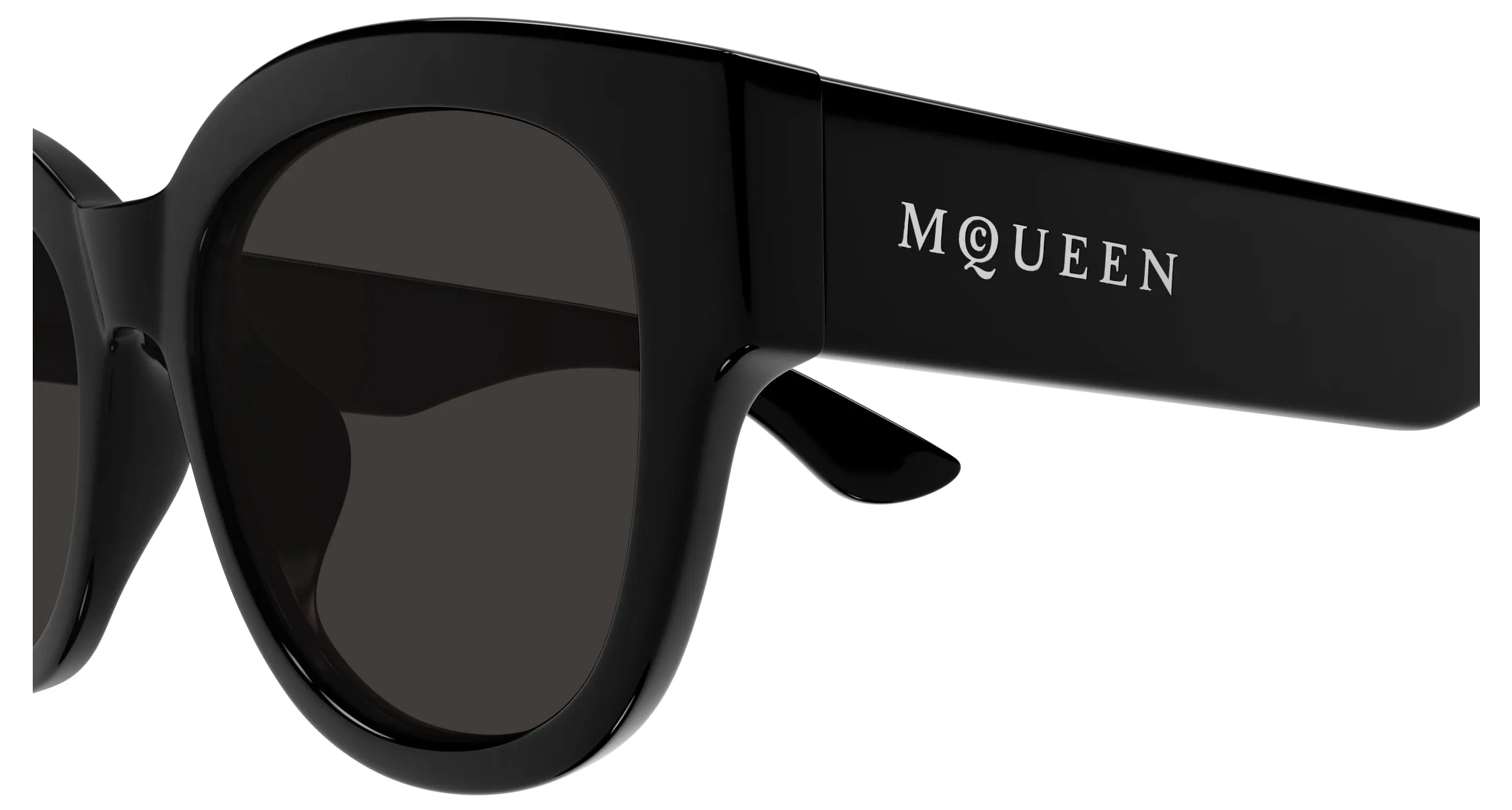 Alexander McQueen AM0509SA 001 Occhiali da sole Acetato Nero Grigio Cat Eye - immagine 3