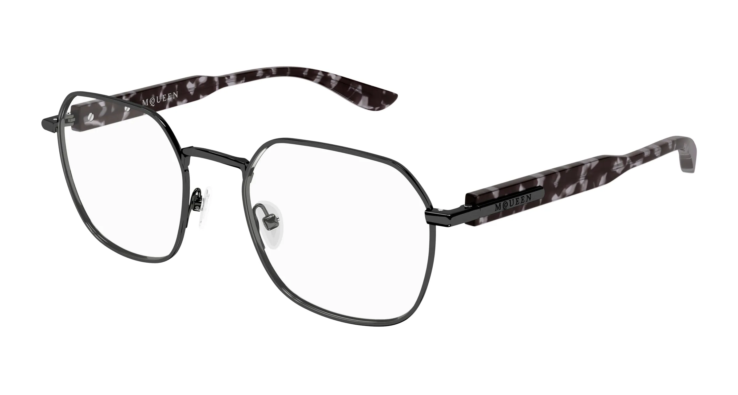 Alexander McQueen AM0499O 002 Montature da vista Acetato Rutenio Trasparente Geometrica - immagine 1