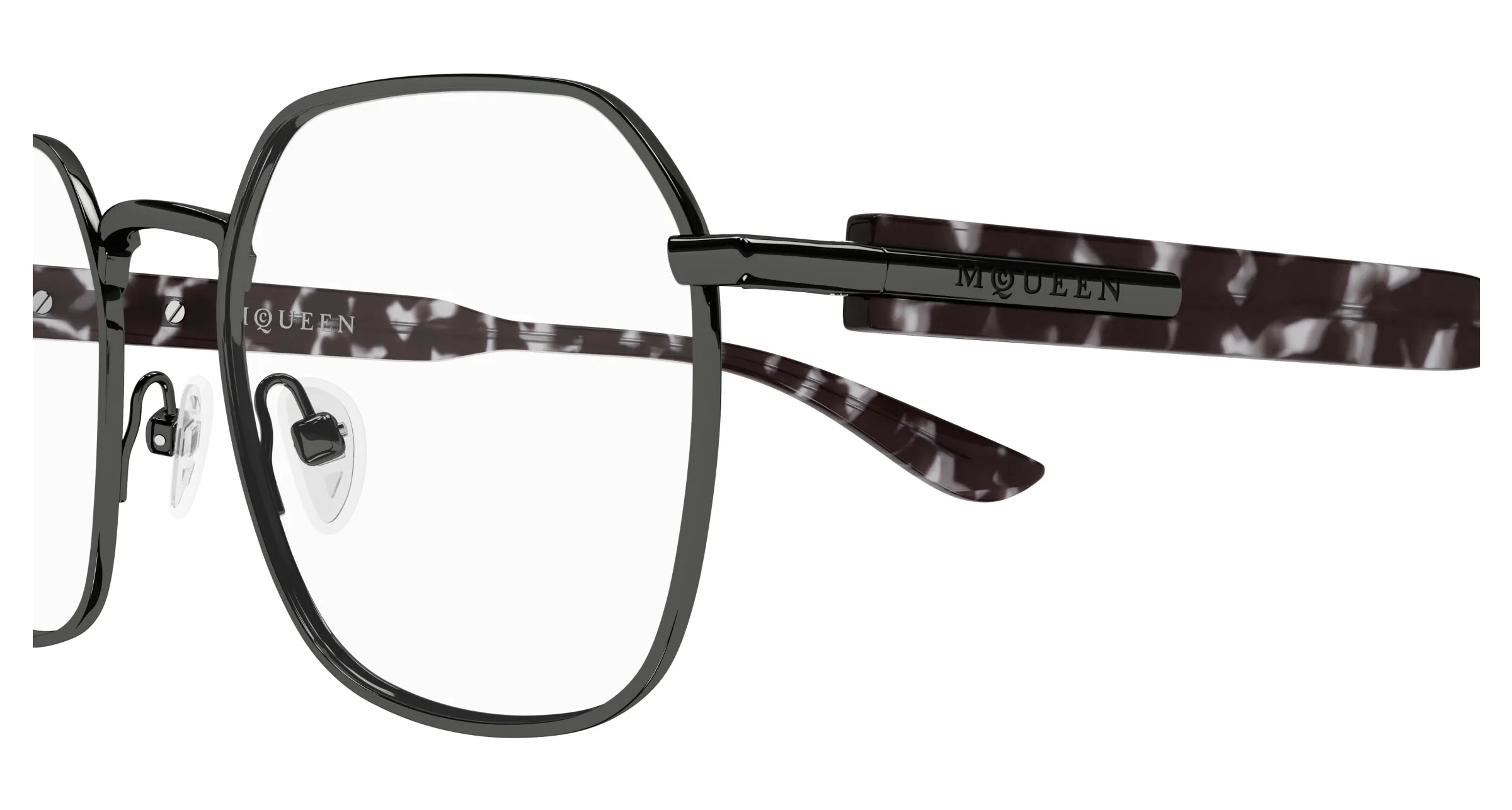 Alexander McQueen AM0499O 002 Montature da vista Acetato Rutenio Trasparente Geometrica - immagine 3