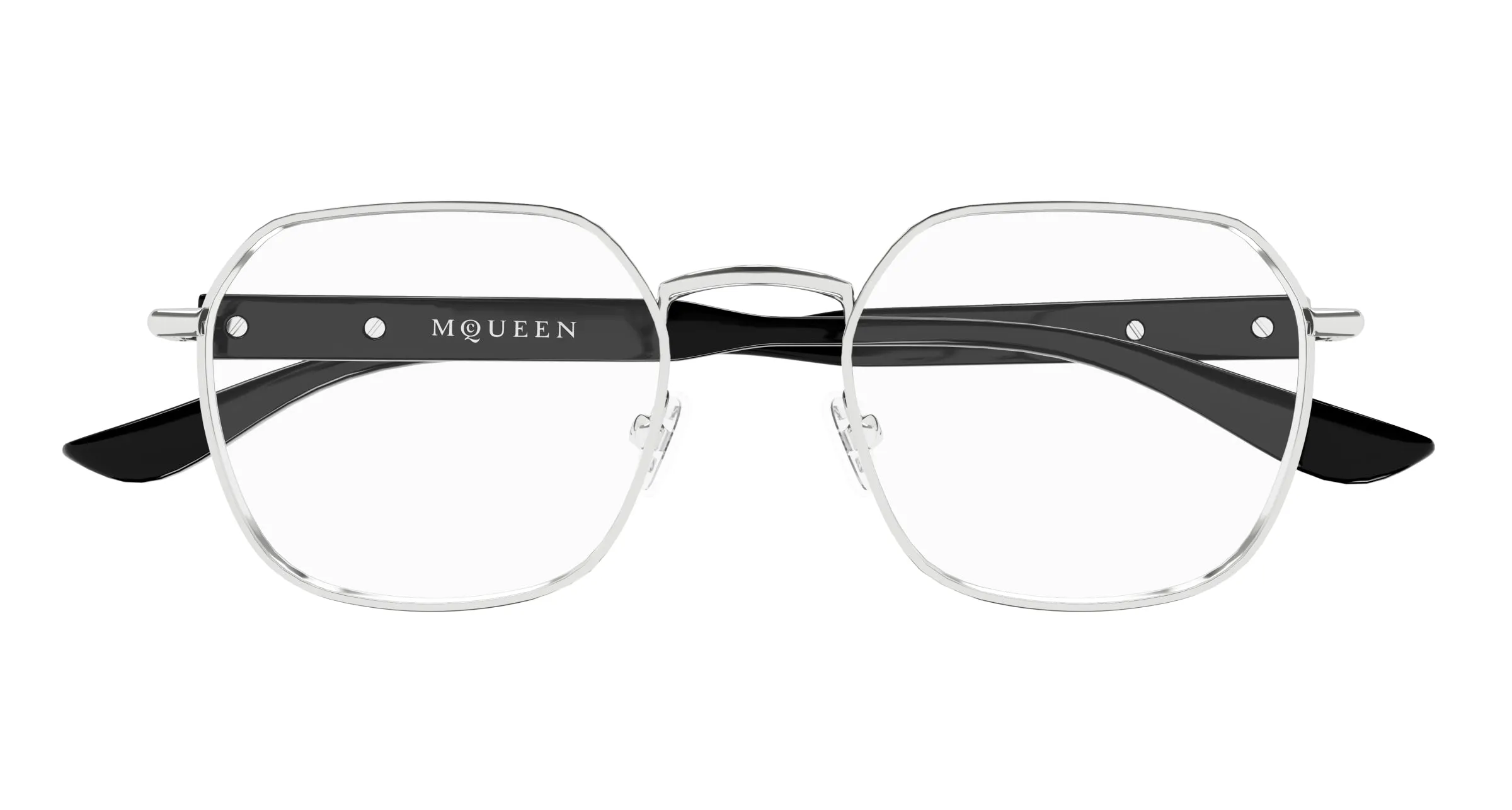 Alexander McQueen AM0499O 001 Montature da vista Acetato Argento Trasparente Geometrica - immagine 2
