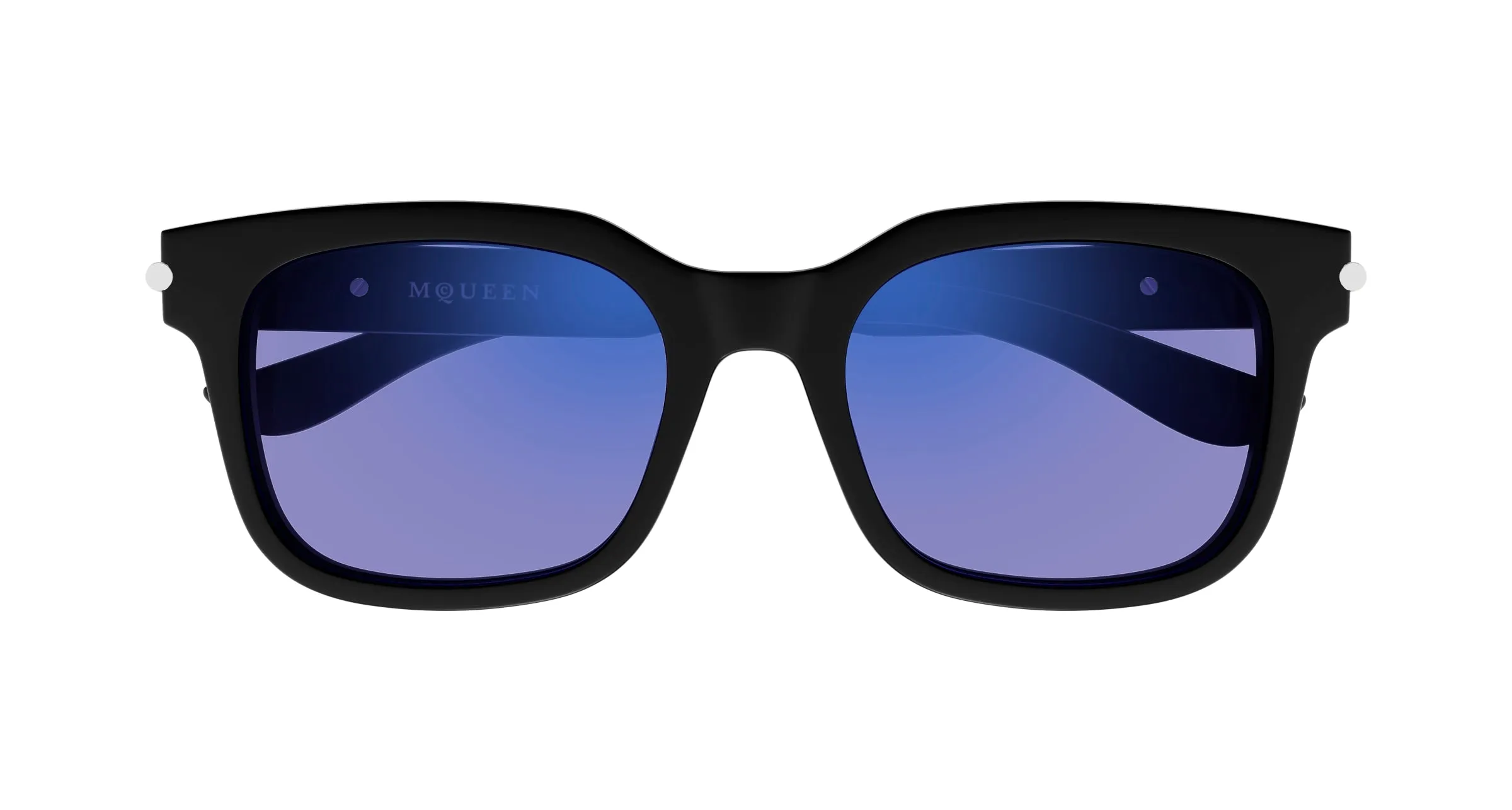 Alexander McQueen AM0496SA 005 Occhiali da sole Acetato Nero Blu Squadrata - immagine 2
