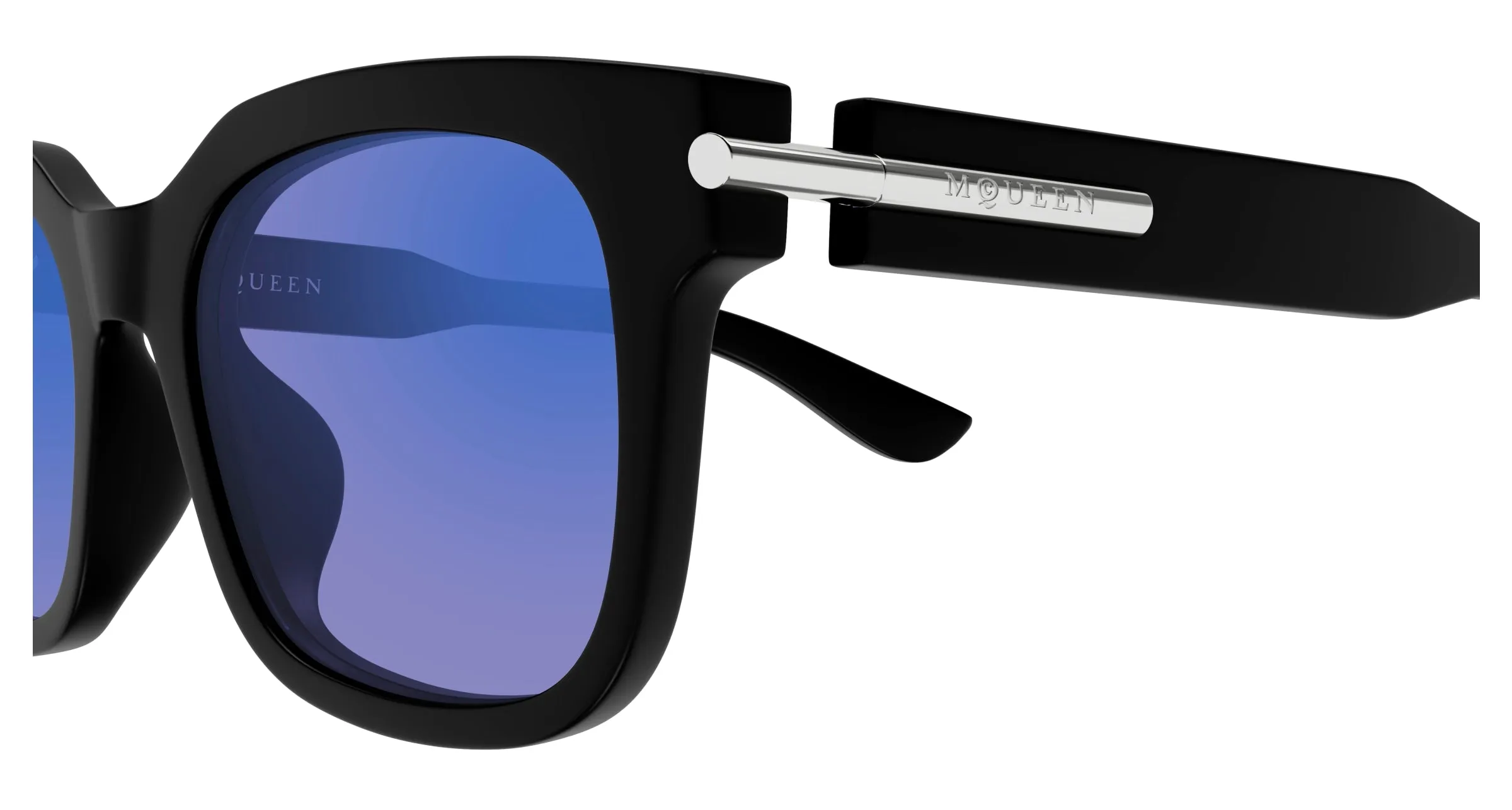 Alexander McQueen AM0496SA 005 Occhiali da sole Acetato Nero Blu Squadrata - immagine 3