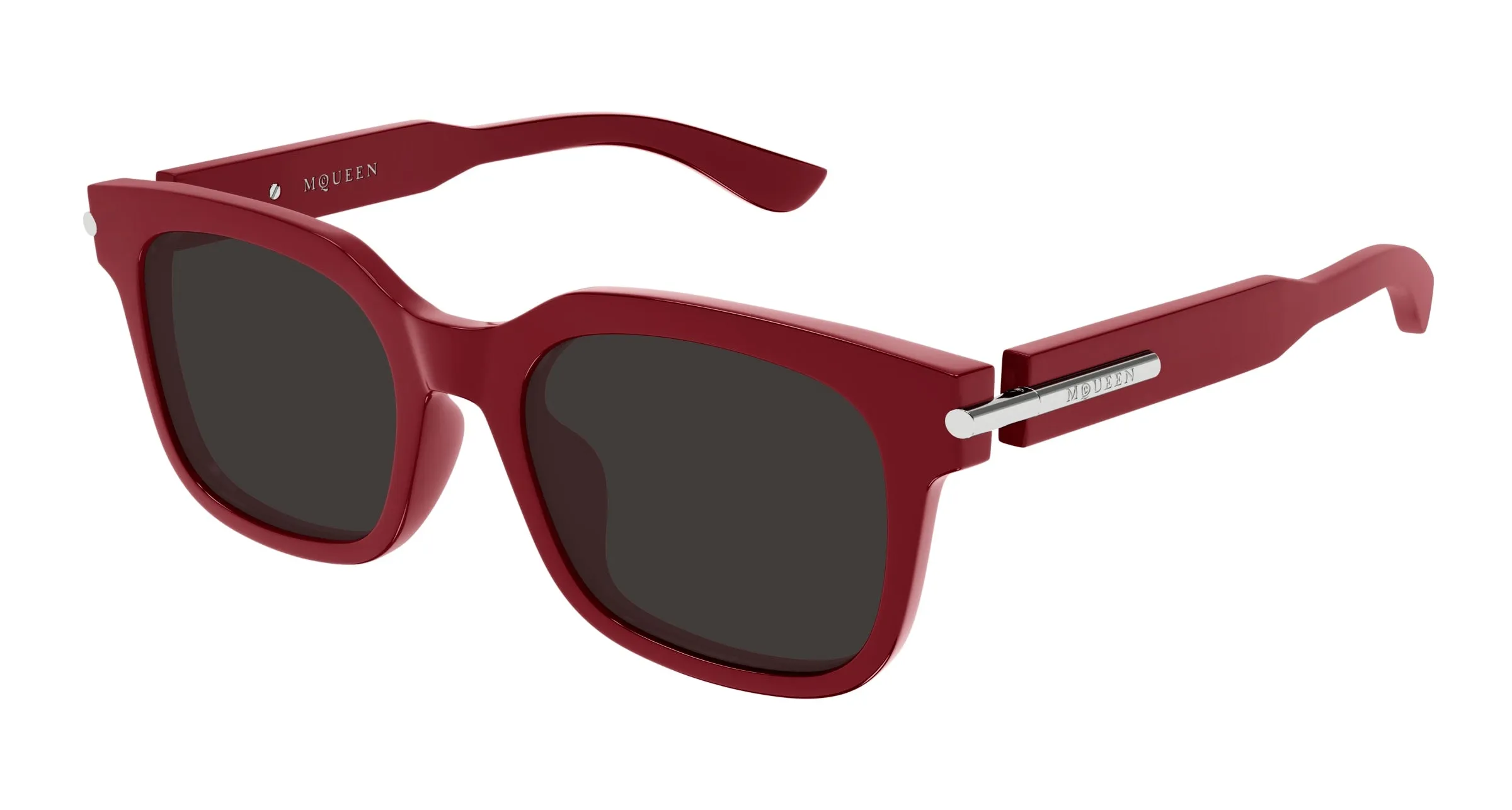 Alexander McQueen AM0496SA 003 Occhiali da sole Acetato Bordeaux Grigio Squadrata - immagine 1