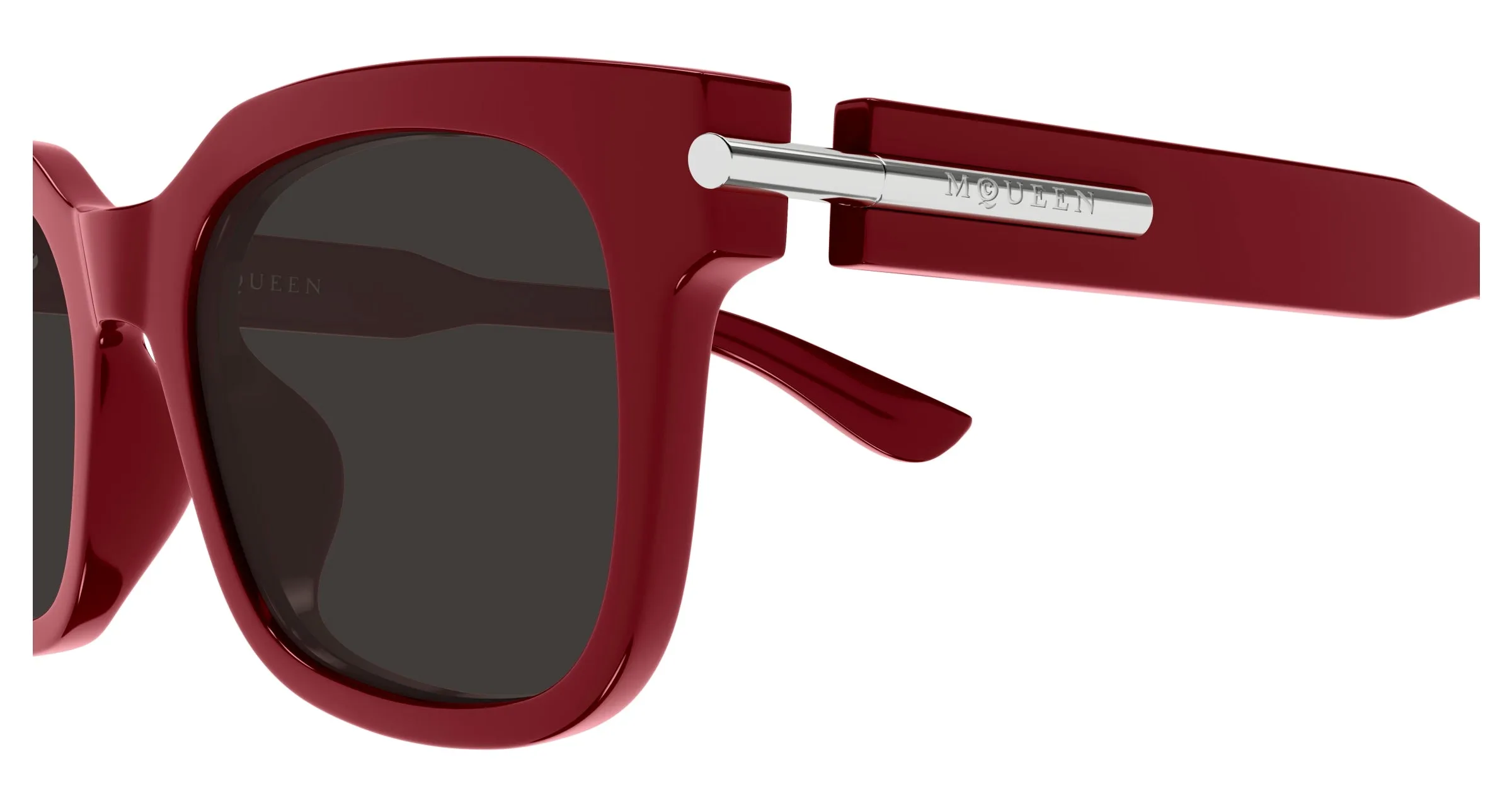 Alexander McQueen AM0496SA 003 Occhiali da sole Acetato Bordeaux Grigio Squadrata - immagine 3