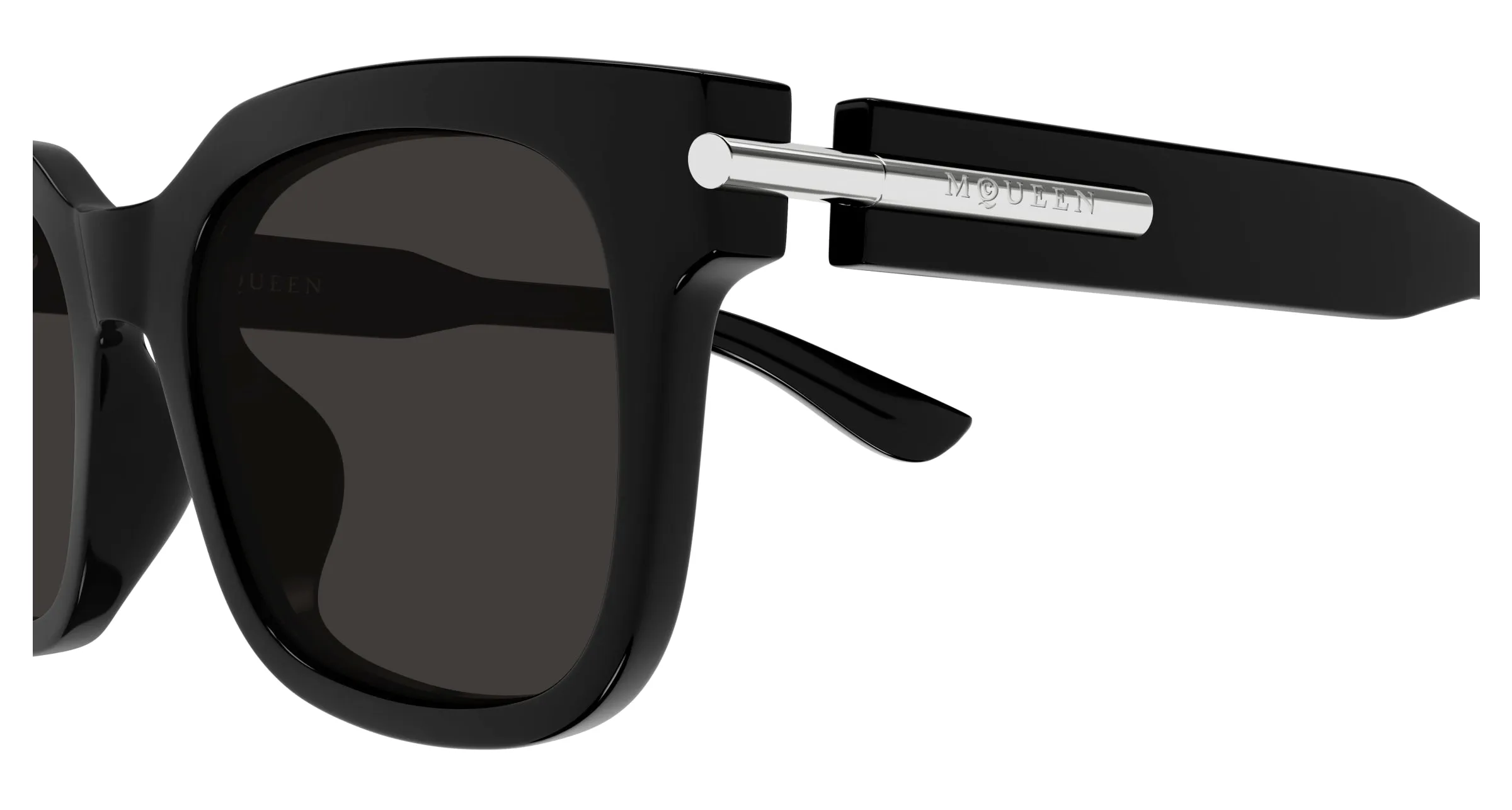 Alexander McQueen AM0496SA 001 Occhiali da sole Acetato Nero Grigio Squadrata - immagine 3