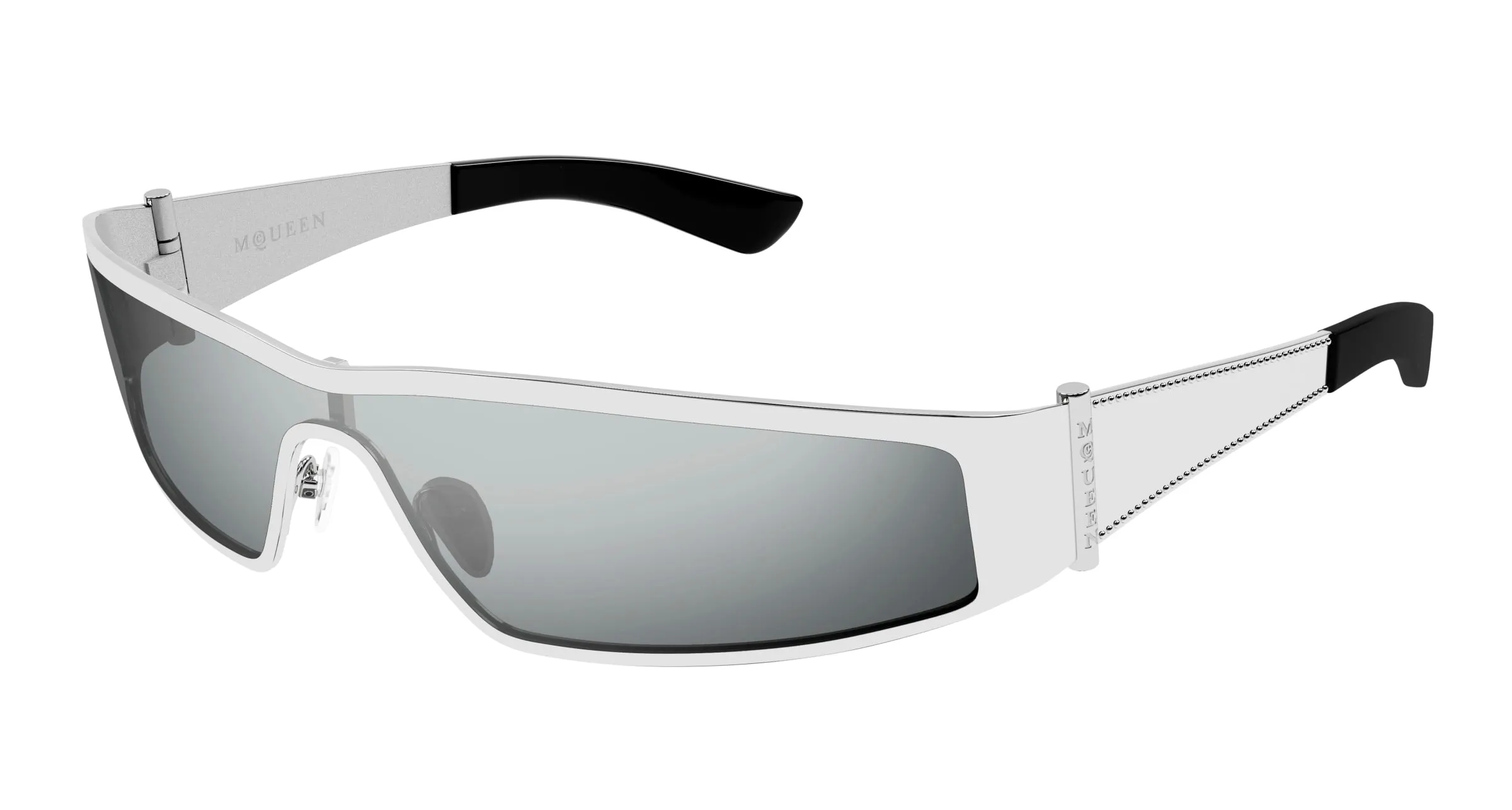 Alexander McQueen AM0491S 002 Occhiali da sole Acetato Argento Argento Geometrica - immagine 1