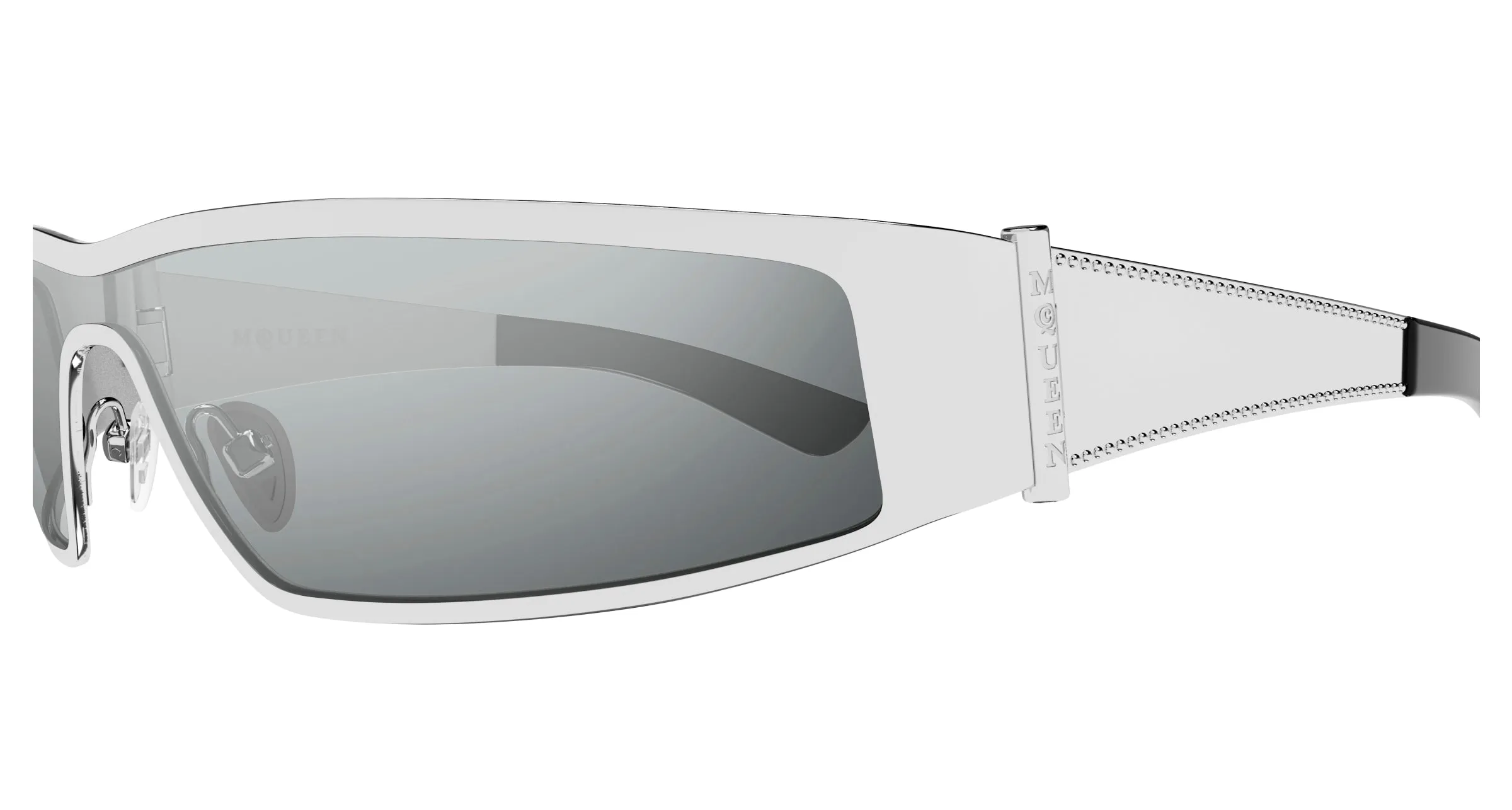 Alexander McQueen AM0491S 002 Occhiali da sole Acetato Argento Argento Geometrica - immagine 3
