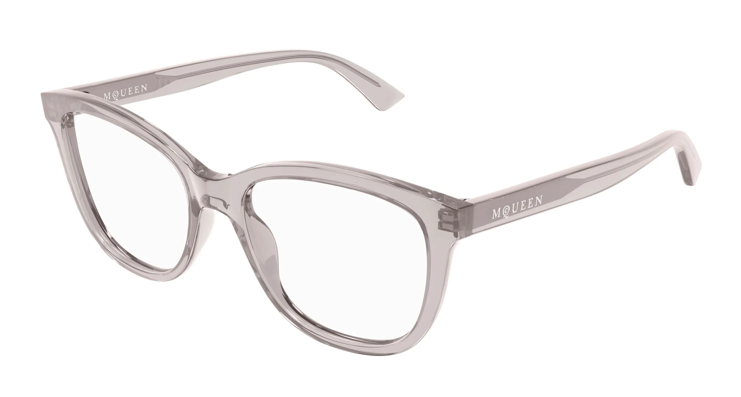 Alexander McQueen AM0487O 003 Montature da vista Acetato Grigio Trasparente Cat Eye - immagine 1