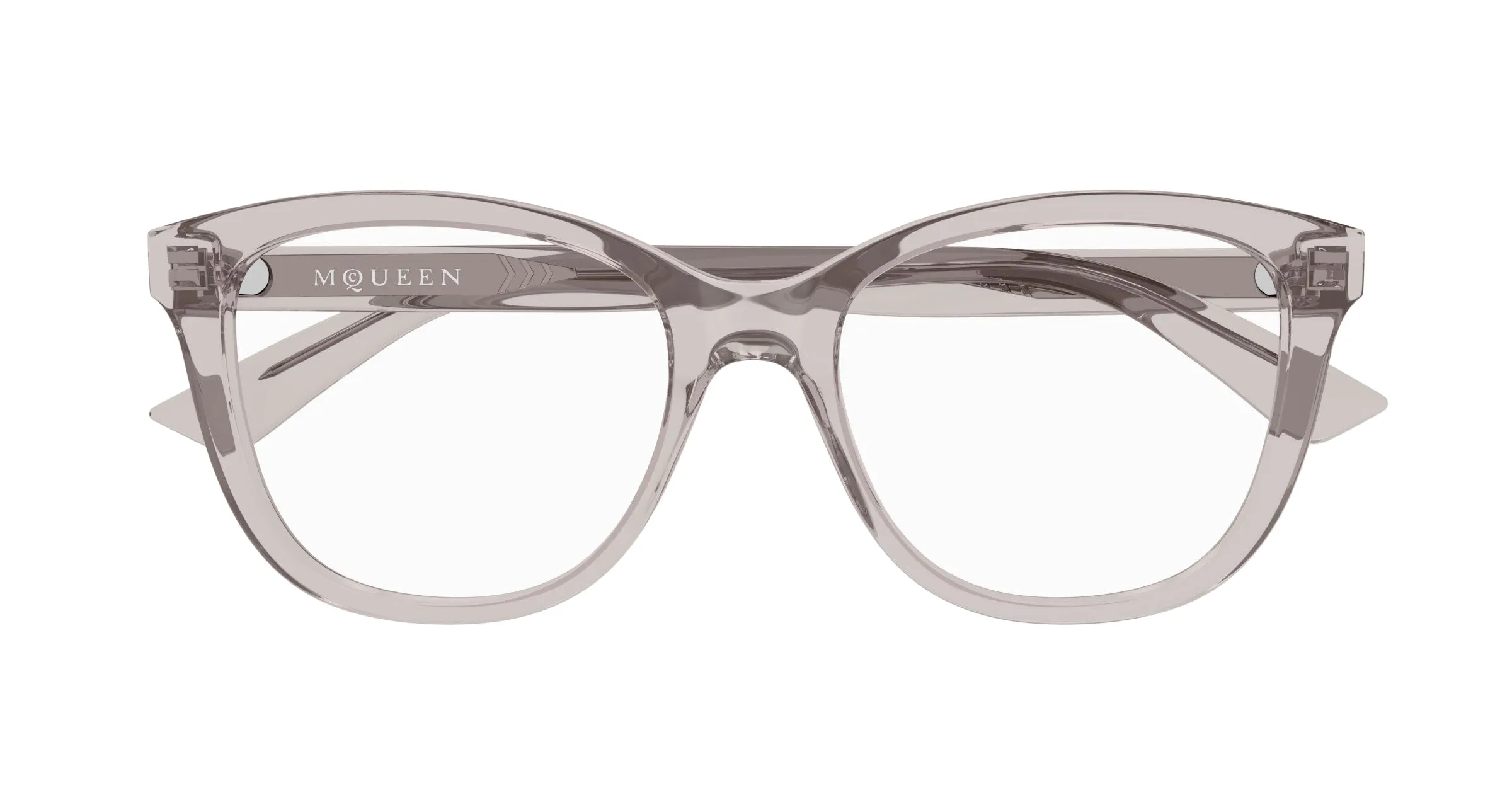 Alexander McQueen AM0487O 003 Montature da vista Acetato Grigio Trasparente Cat Eye - immagine 2