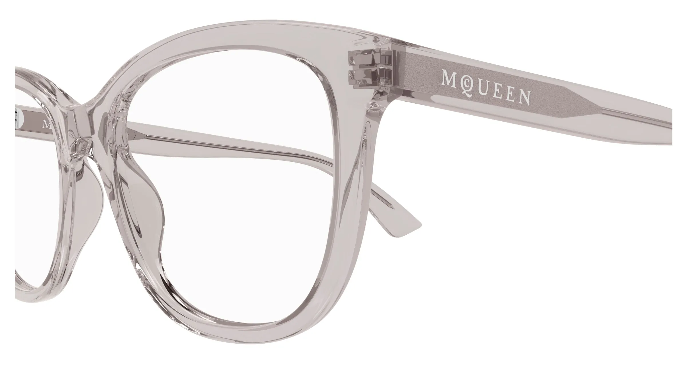 Alexander McQueen AM0487O 003 Montature da vista Acetato Grigio Trasparente Cat Eye - immagine 3