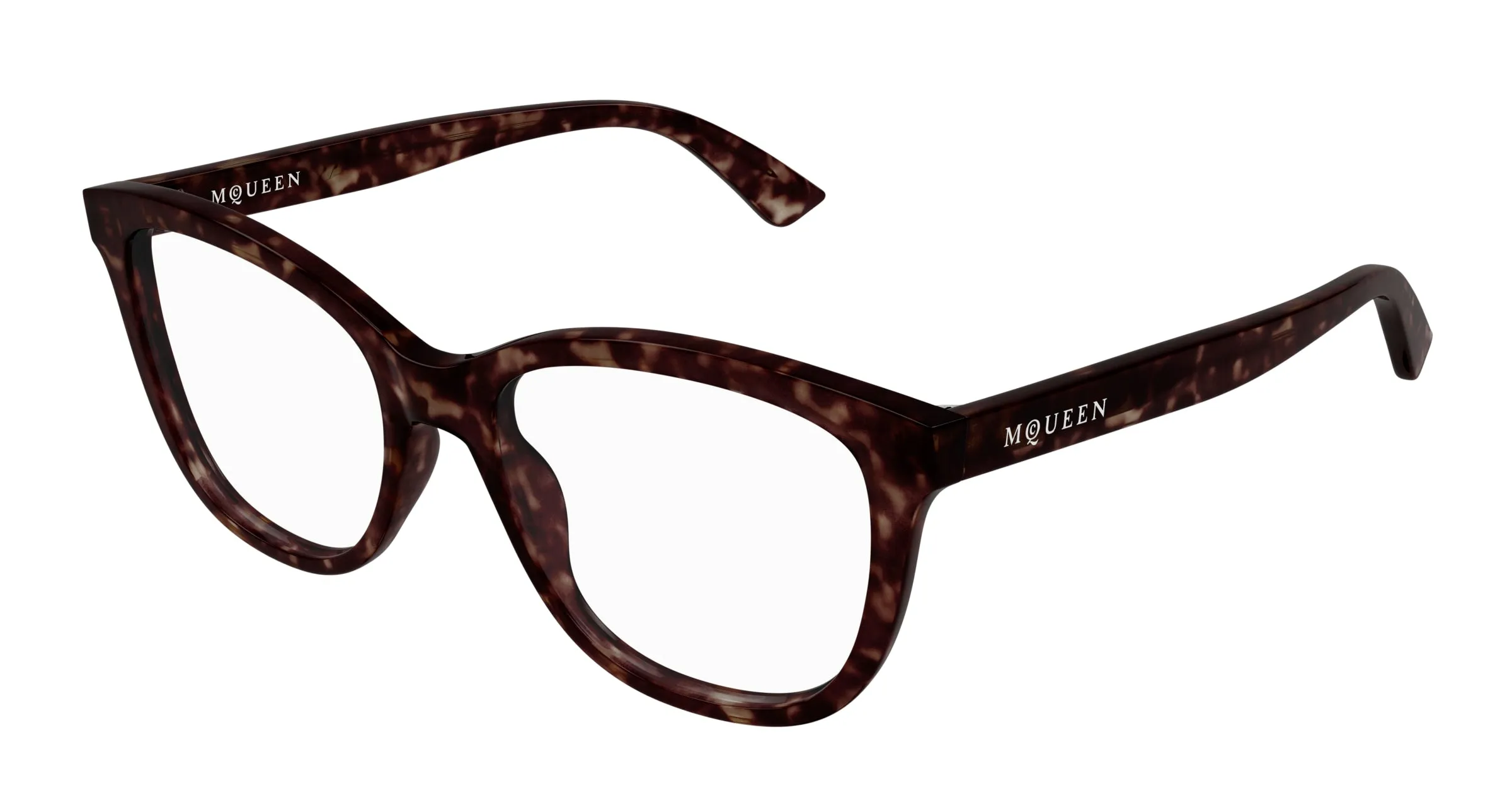 Alexander McQueen AM0487O 002 Montature da vista Acetato Havana Trasparente Cat Eye - immagine 1