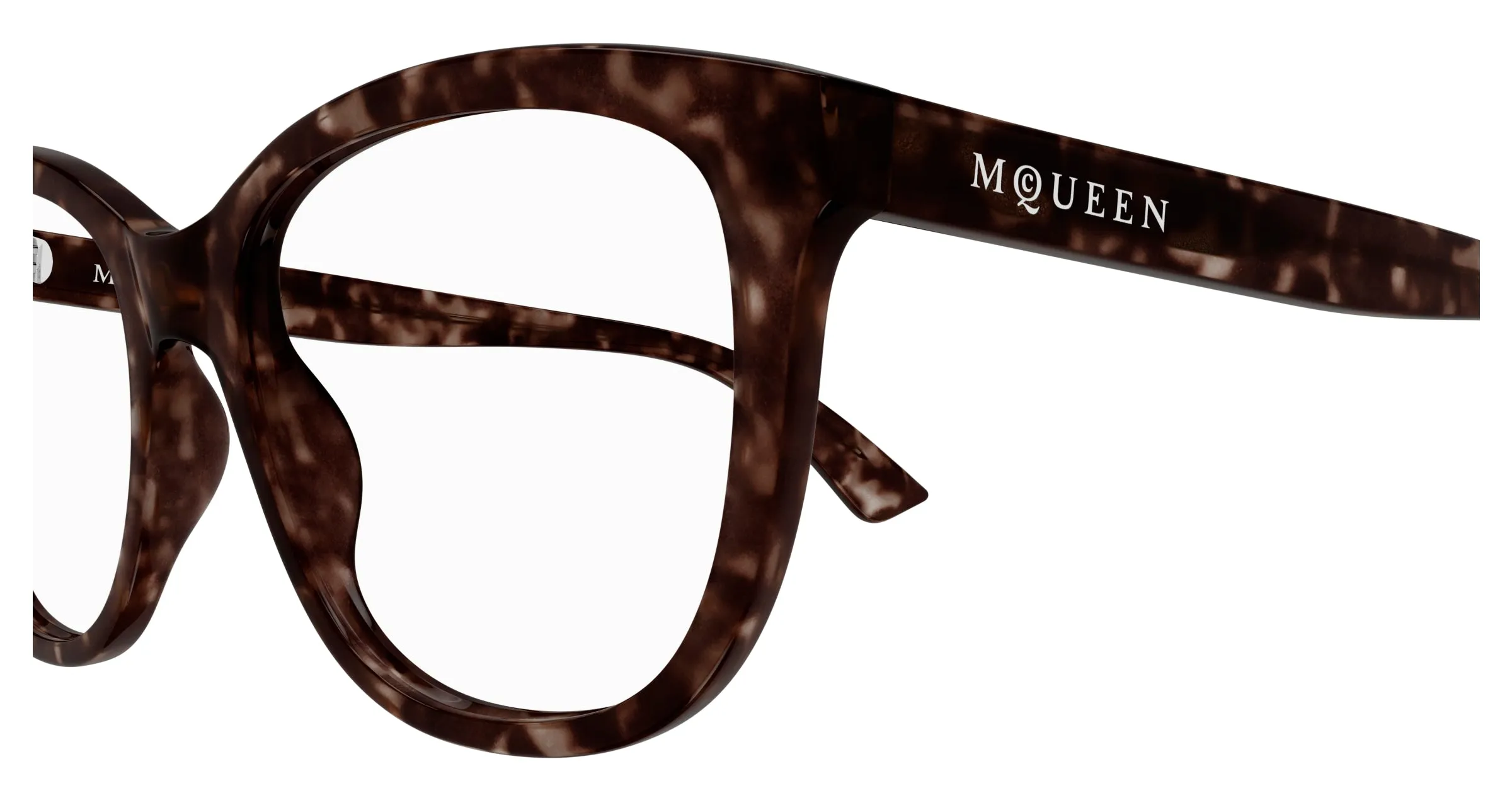 Alexander McQueen AM0487O 002 Montature da vista Acetato Havana Trasparente Cat Eye - immagine 3