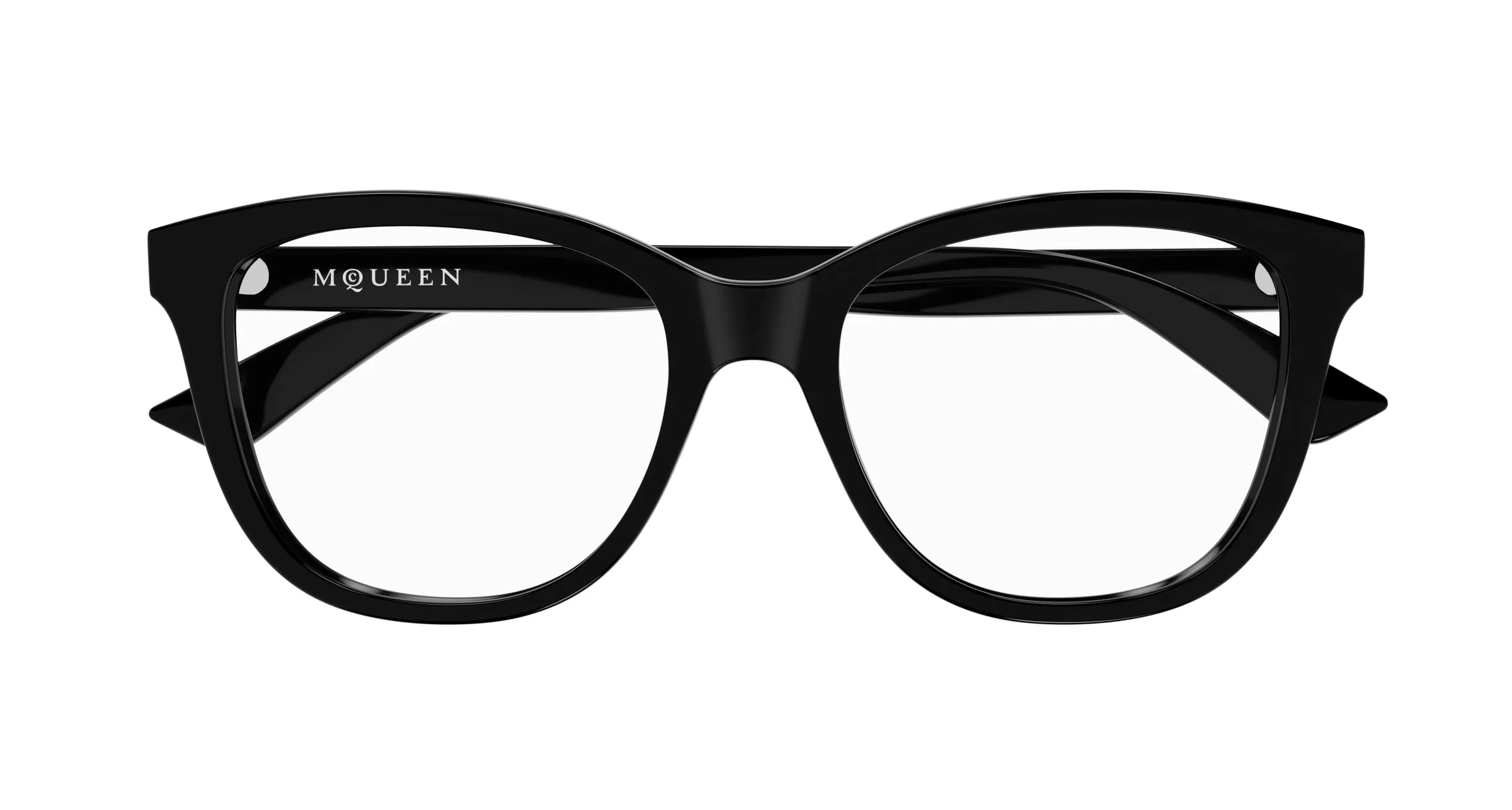 Alexander McQueen AM0487O 001 Montature da vista Acetato Nero Trasparente Cat Eye - immagine 2