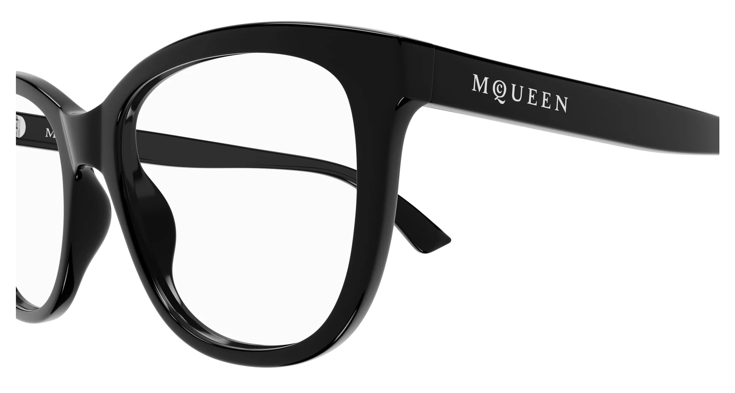 Alexander McQueen AM0487O 001 Montature da vista Acetato Nero Trasparente Cat Eye - immagine 3