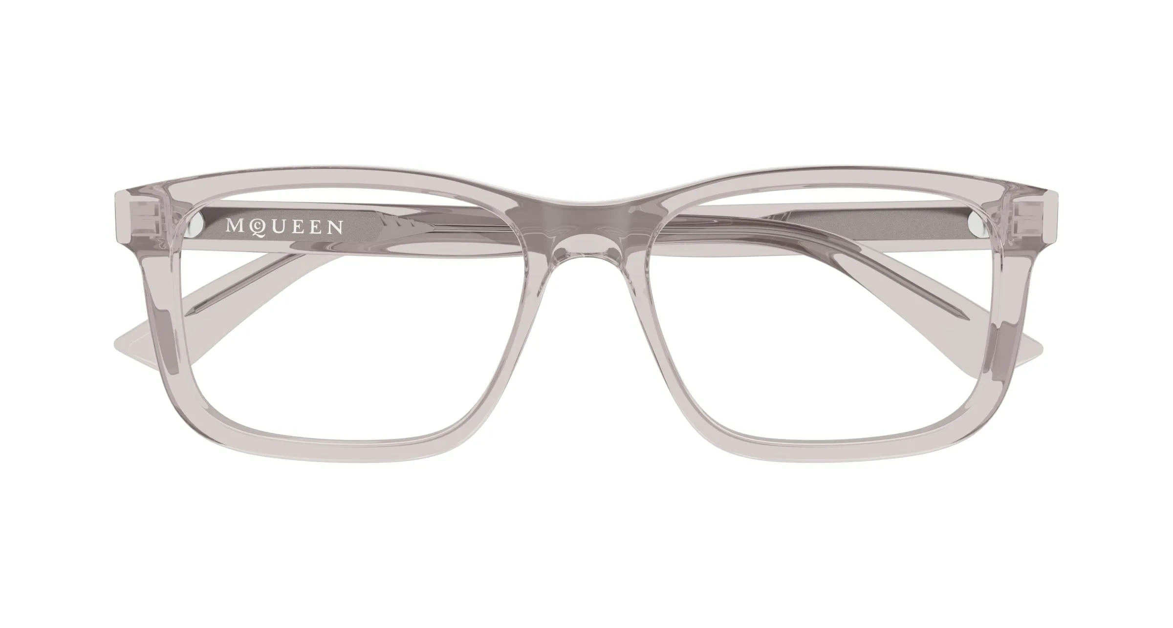 Alexander McQueen AM0486O 008 Montature da vista Acetato Grigio Trasparente Squadrata - immagine 2