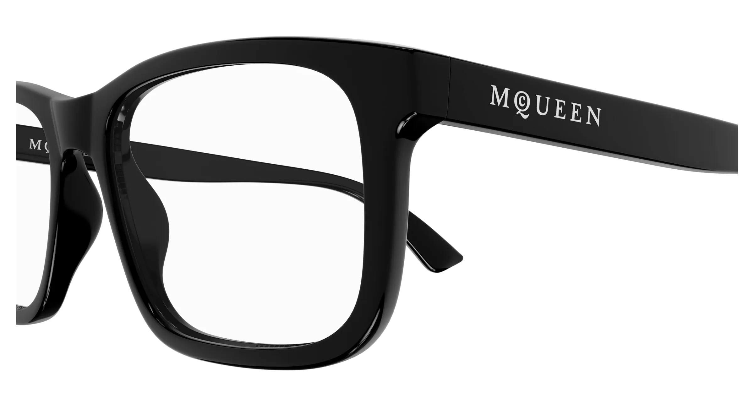 Alexander McQueen AM0486O 006 Montature da vista Acetato Nero Trasparente Squadrata - immagine 3