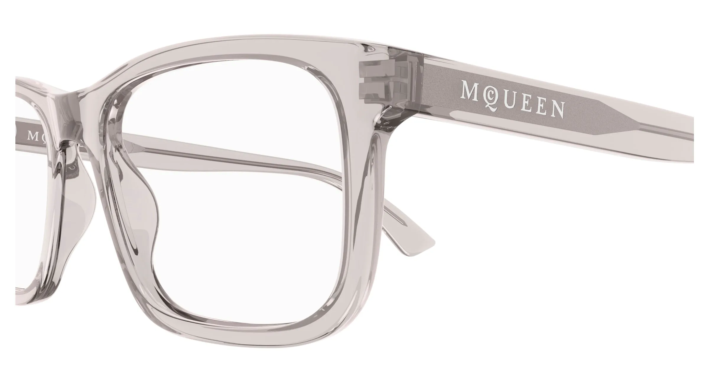 Alexander McQueen AM0486O 003 Montature da vista Acetato Grigio Trasparente Squadrata - immagine 3