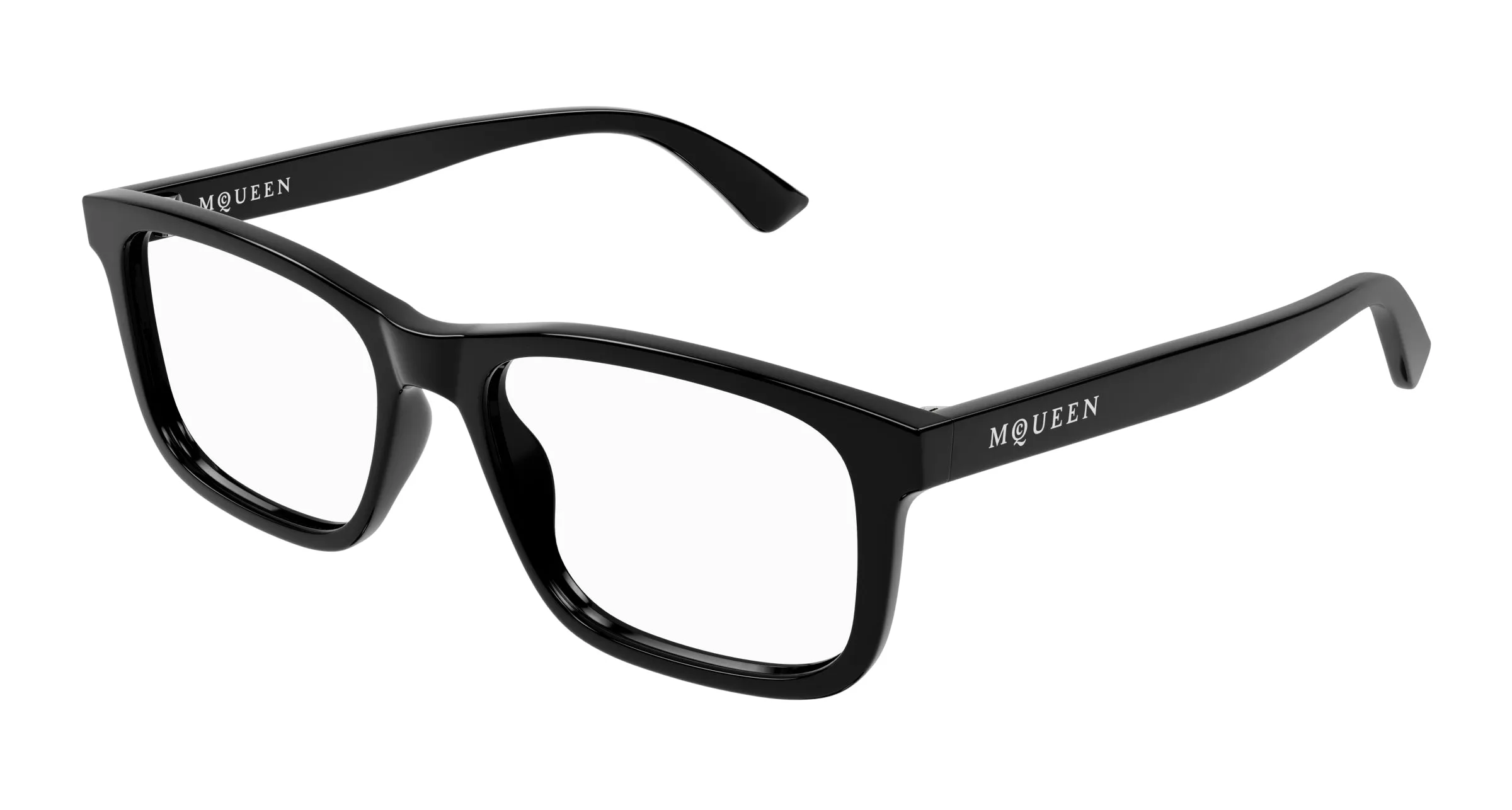 Alexander McQueen AM0486O 001 Montature da vista Acetato Nero Trasparente Squadrata - immagine 1
