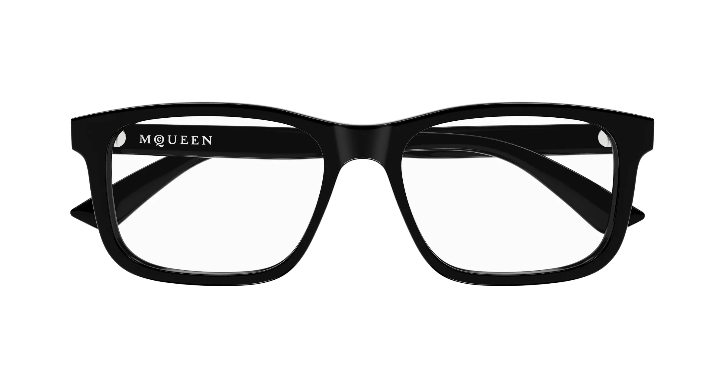 Alexander McQueen AM0486O 001 Montature da vista Acetato Nero Trasparente Squadrata - immagine 2