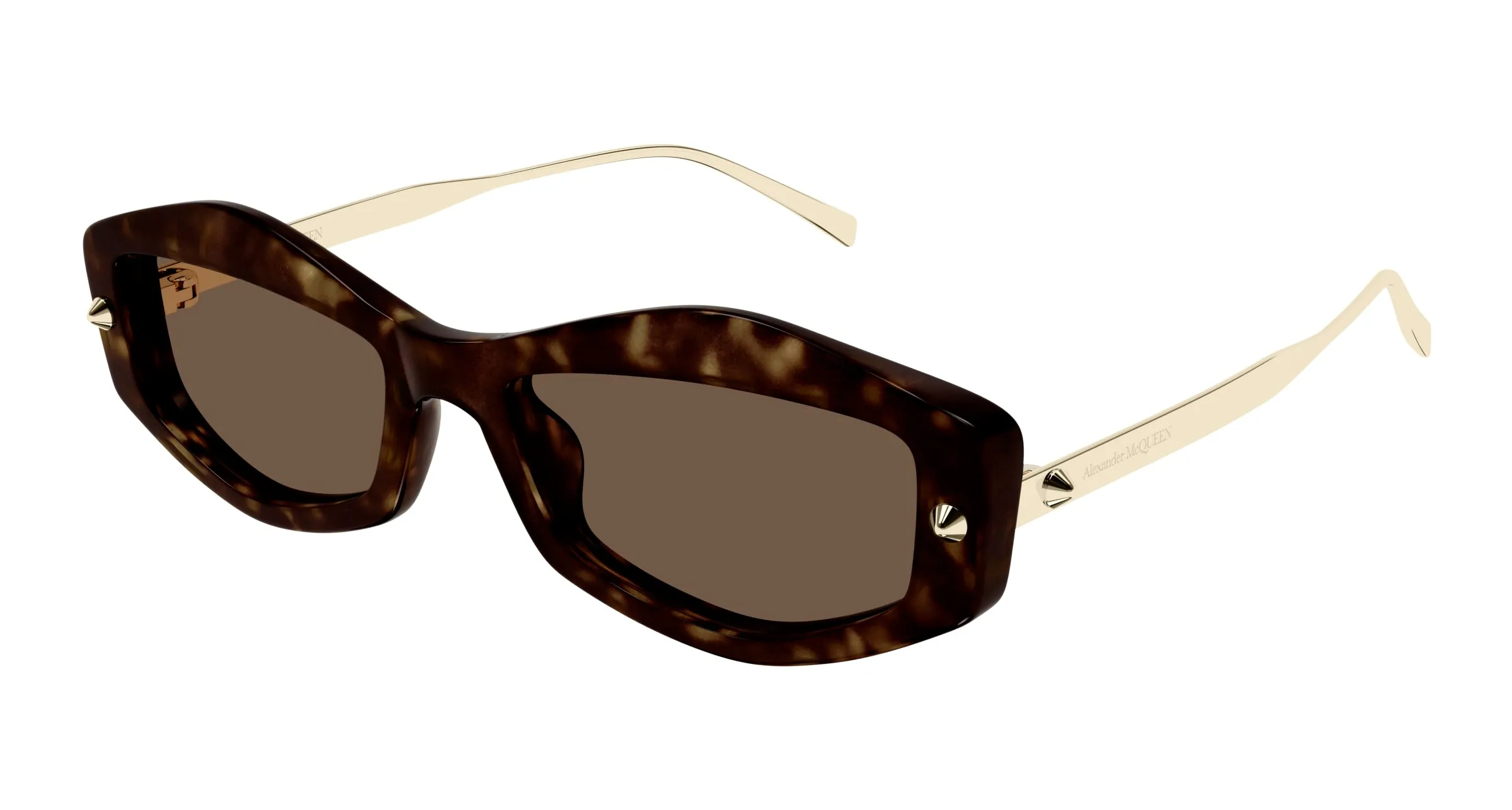 Alexander McQueen AM0482S 002 Occhiali da sole Acetato Havana Marrone Squadrata - immagine 1
