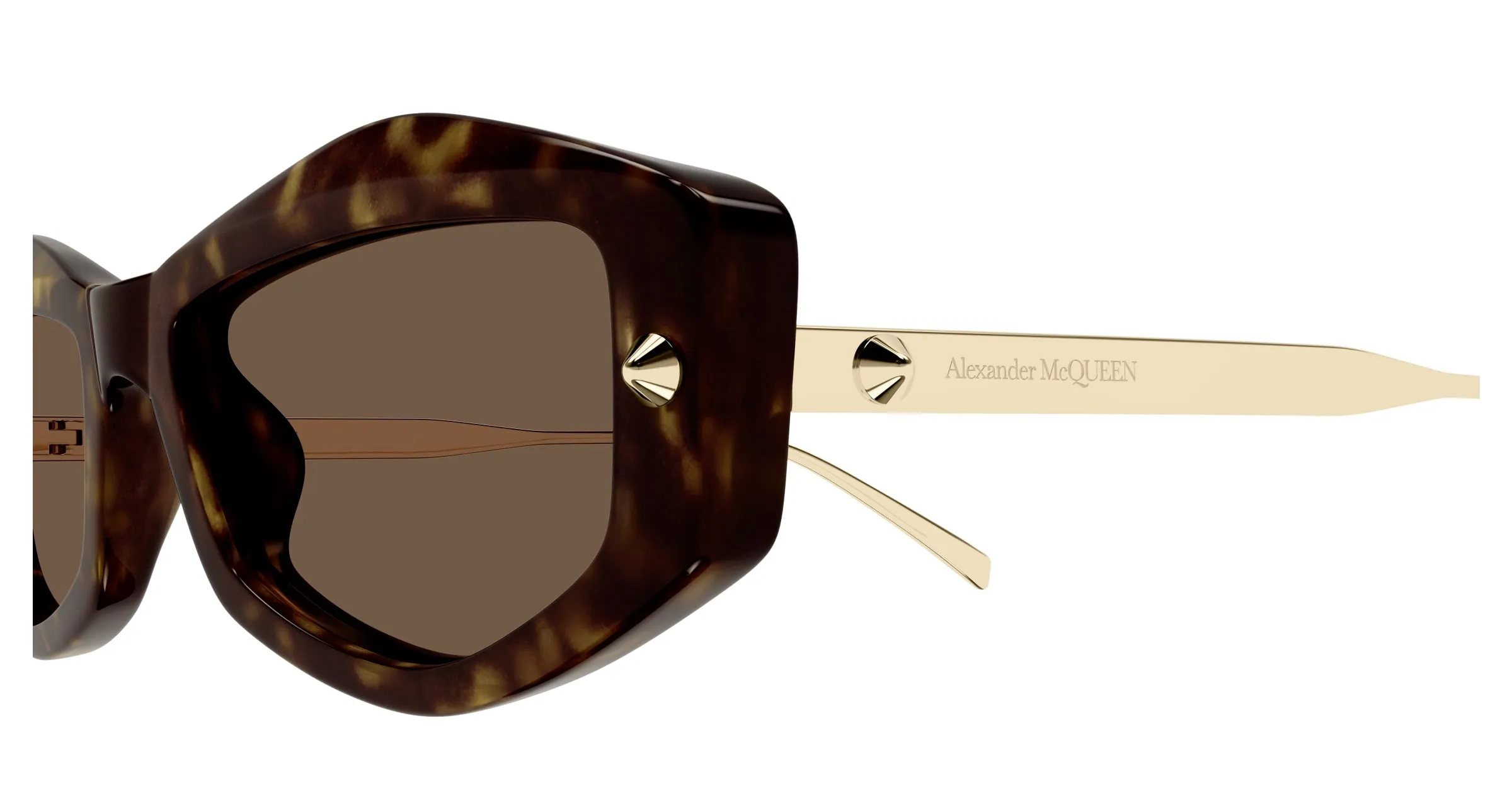 Alexander McQueen AM0482S 002 Occhiali da sole Acetato Havana Marrone Squadrata - immagine 3