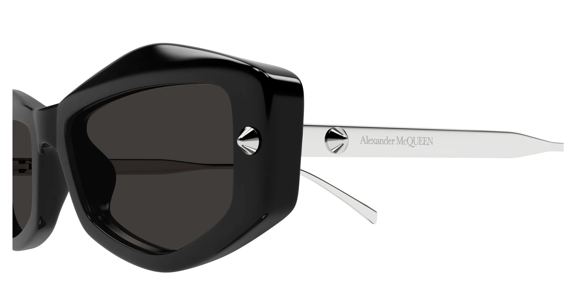 Alexander McQueen AM0482S 001 Occhiali da sole Acetato Nero Grigio Squadrata - immagine 3