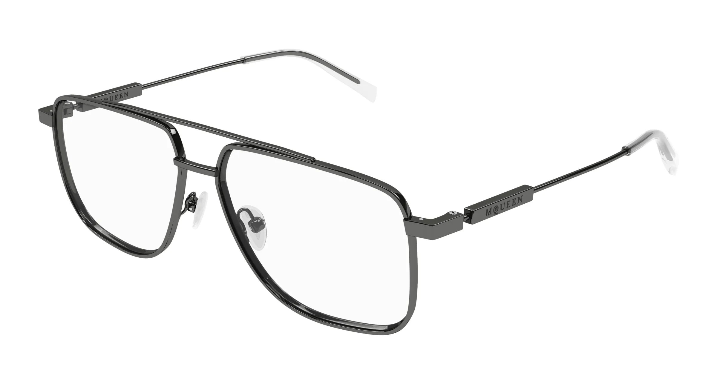 Alexander McQueen AM0480O 003 Montature da vista Acetato Rutenio Trasparente Pilot - immagine 1