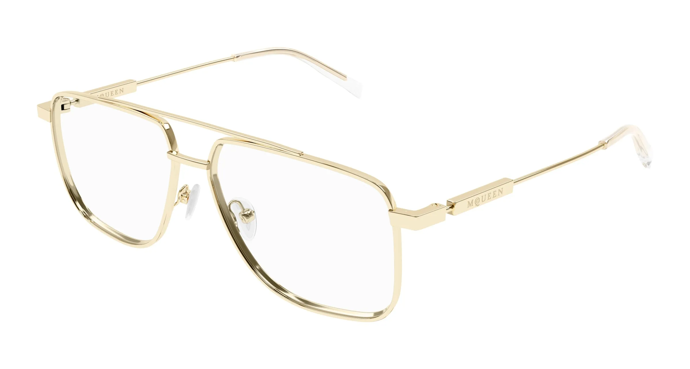 Alexander McQueen AM0480O 002 Montature da vista Acetato Oro Trasparente Pilot - immagine 1
