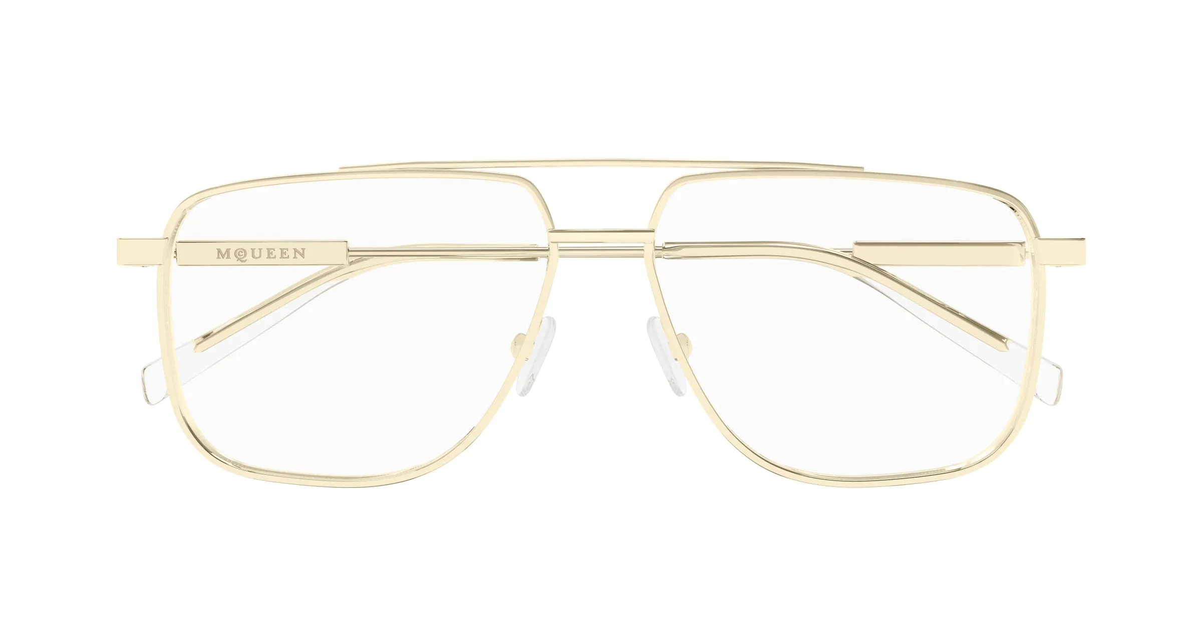 Alexander McQueen AM0480O 002 Montature da vista Acetato Oro Trasparente Pilot - immagine 2