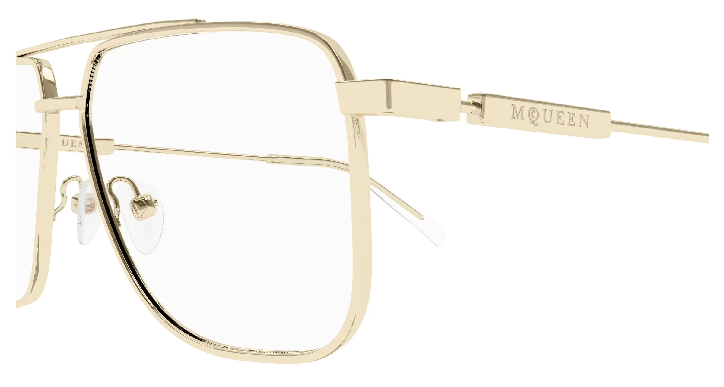 Alexander McQueen AM0480O 002 Montature da vista Acetato Oro Trasparente Pilot - immagine 3