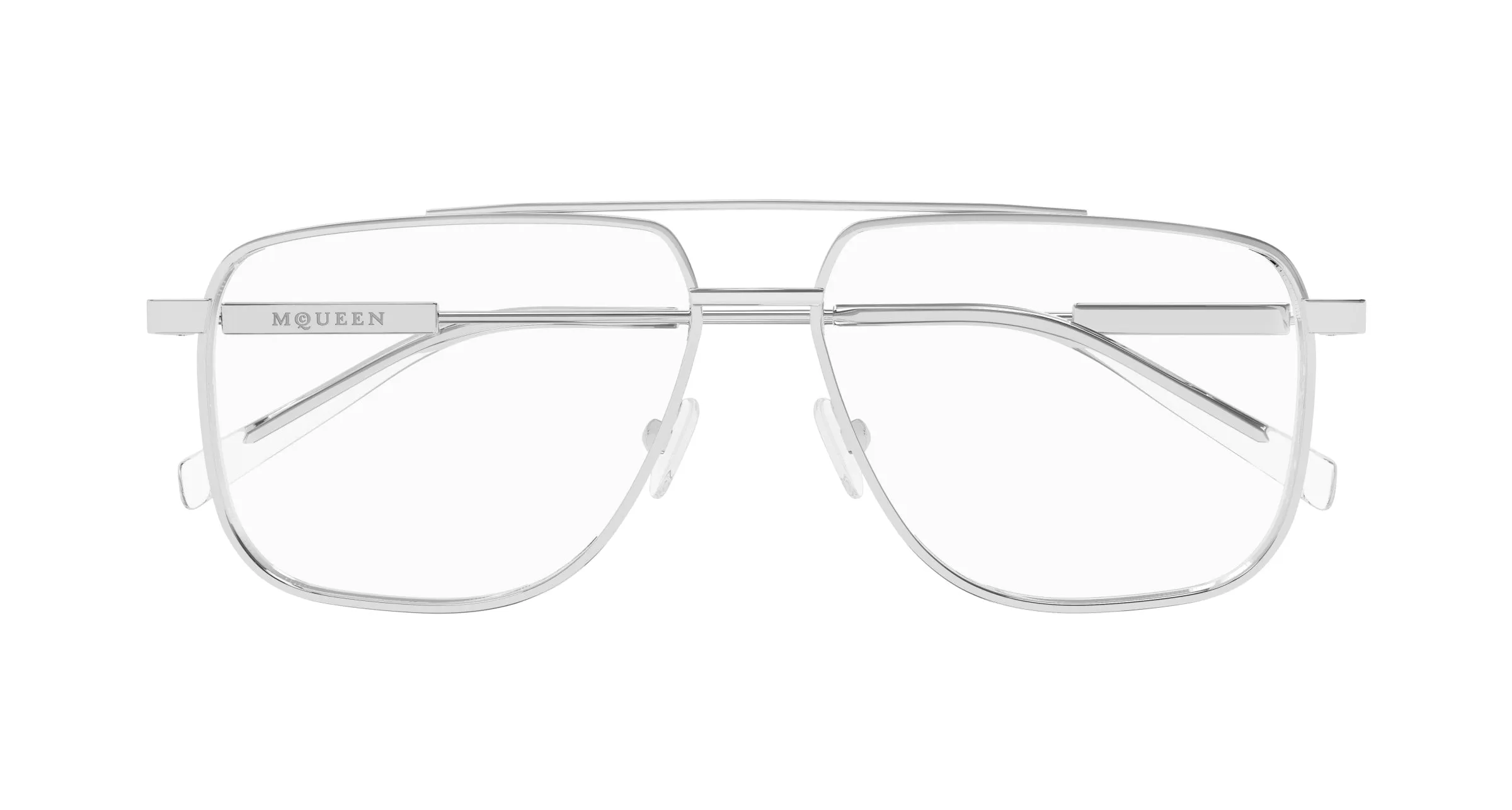 Alexander McQueen AM0480O 001 Montature da vista Acetato Argento Trasparente Pilot - immagine 2