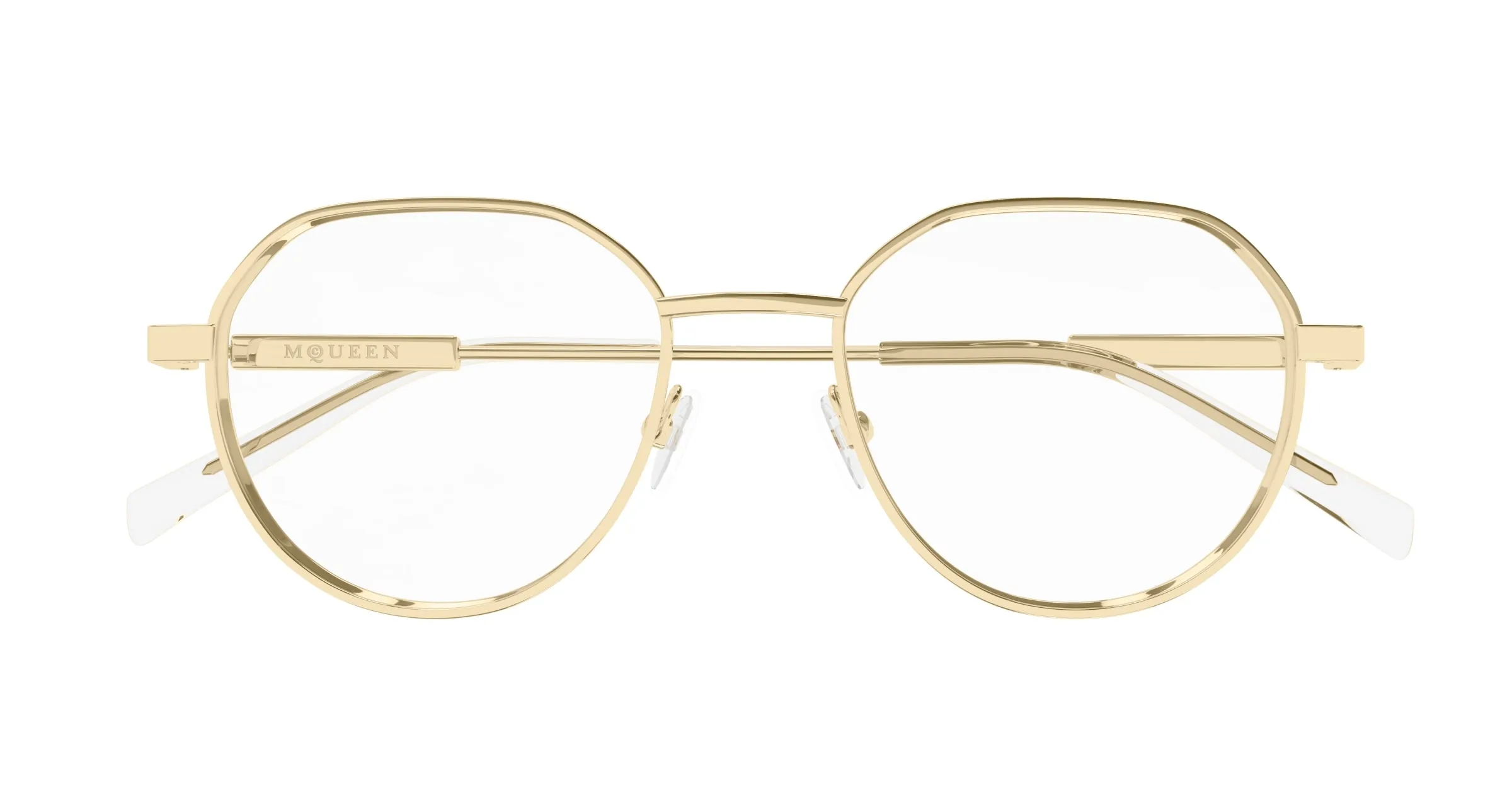 Alexander McQueen AM0479O 002 Montature da vista Acetato Oro Trasparente Rotonda - immagine 2
