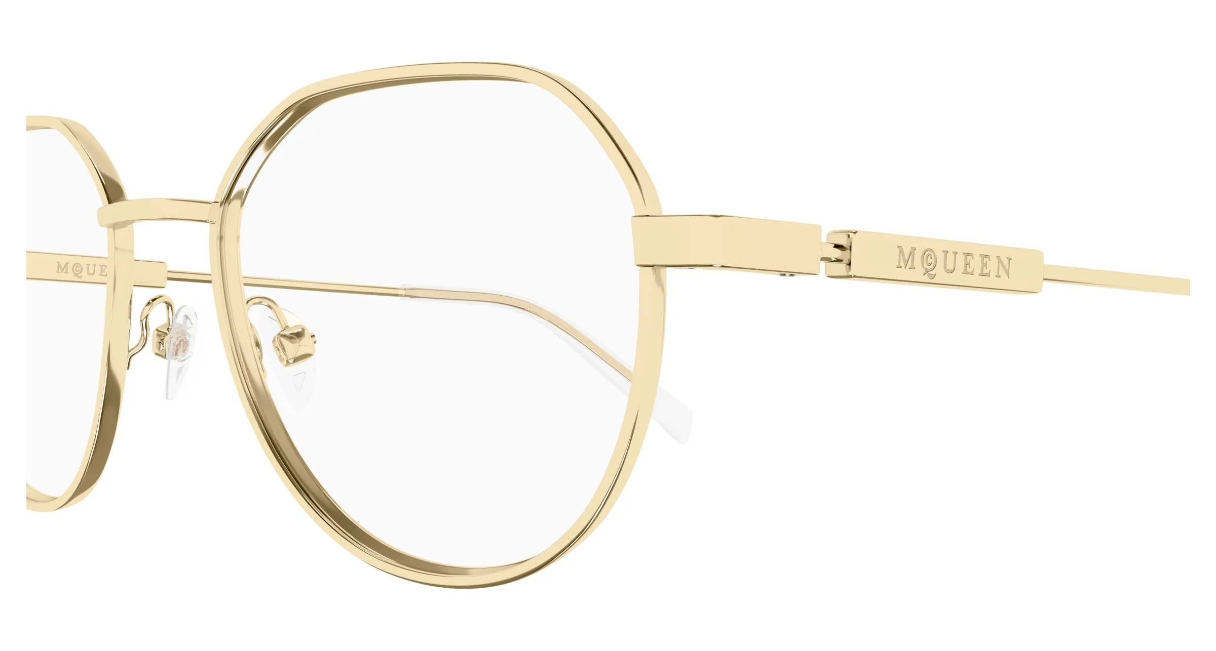 Alexander McQueen AM0479O 002 Montature da vista Acetato Oro Trasparente Rotonda - immagine 3