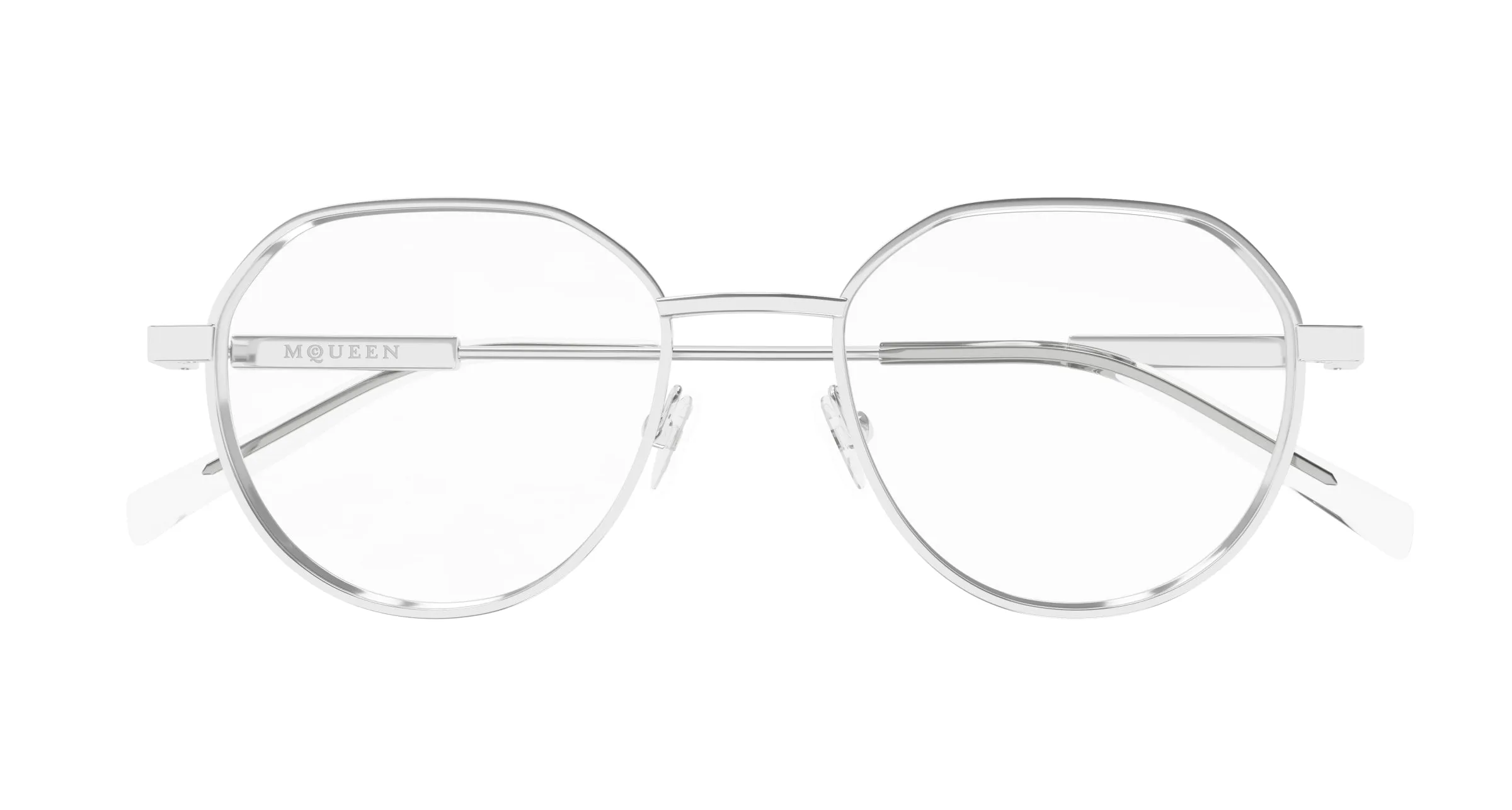 Alexander McQueen AM0479O 001 Montature da vista Acetato Argento Trasparente Rotonda - immagine 2