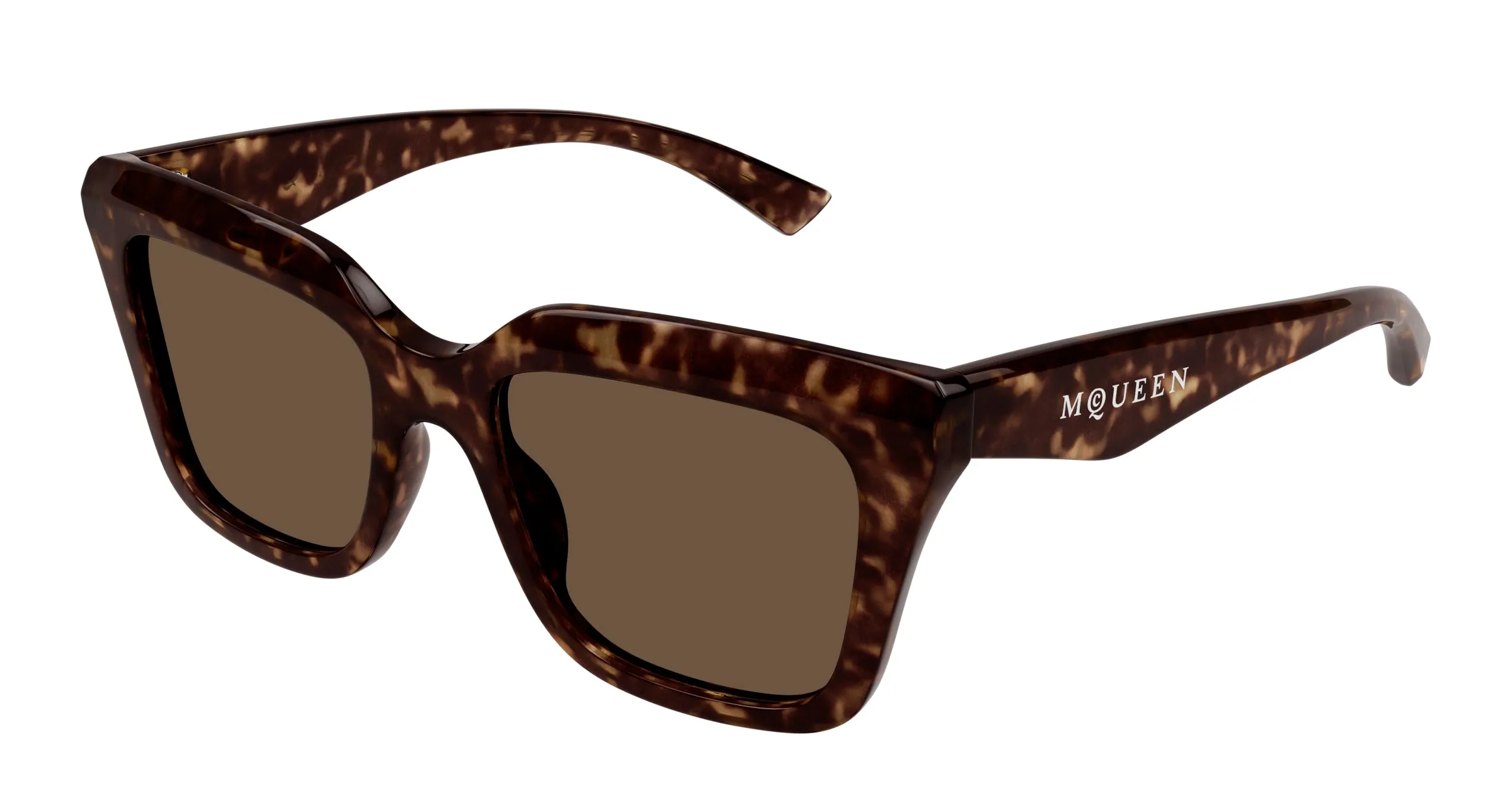 Alexander McQueen AM0473SA 002 Occhiali da sole Acetato Havana Marrone Squadrata - immagine 1