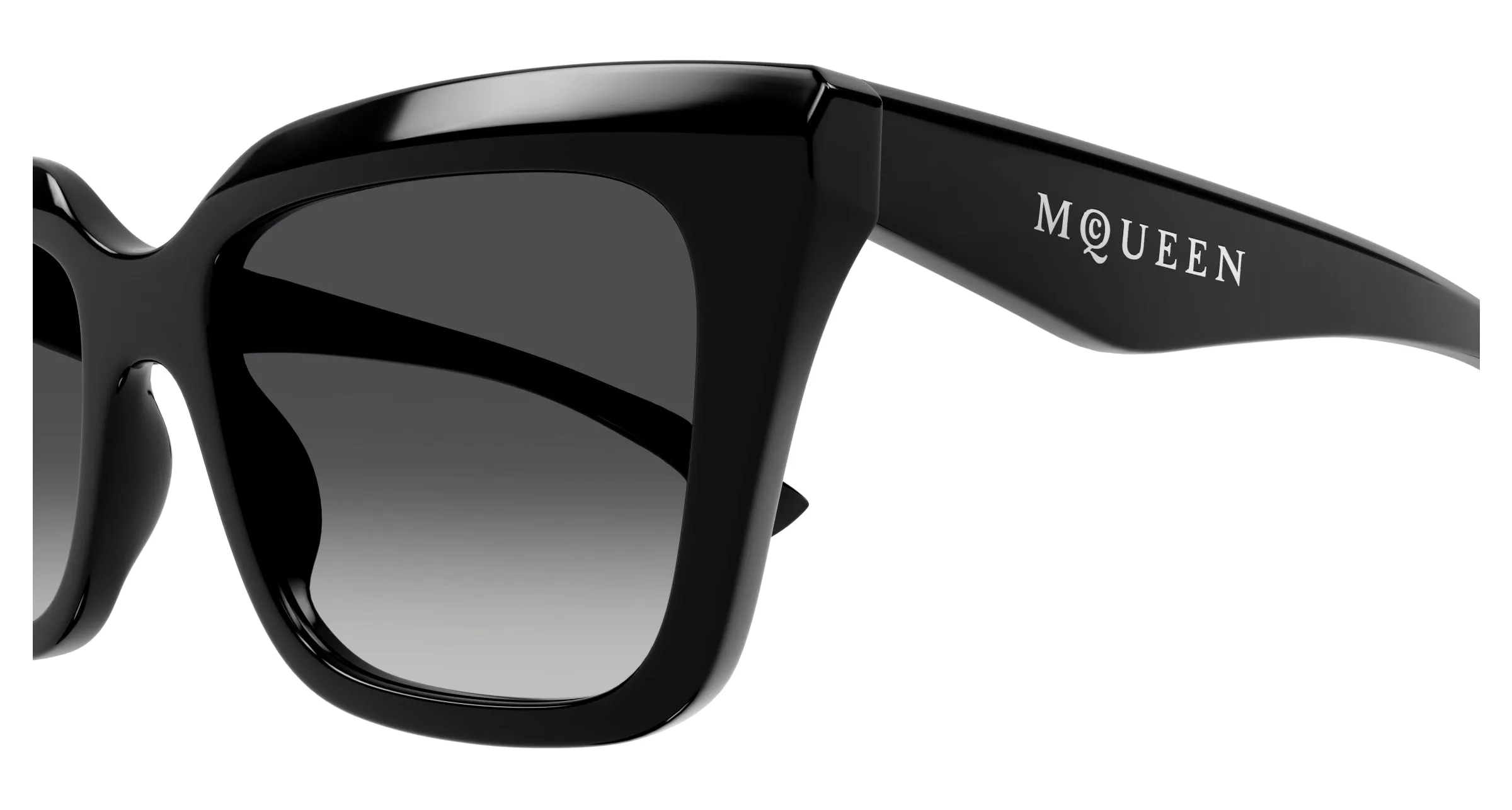 Alexander McQueen AM0473SA 001 Occhiali da sole Acetato Nero Grigio Squadrata - immagine 3