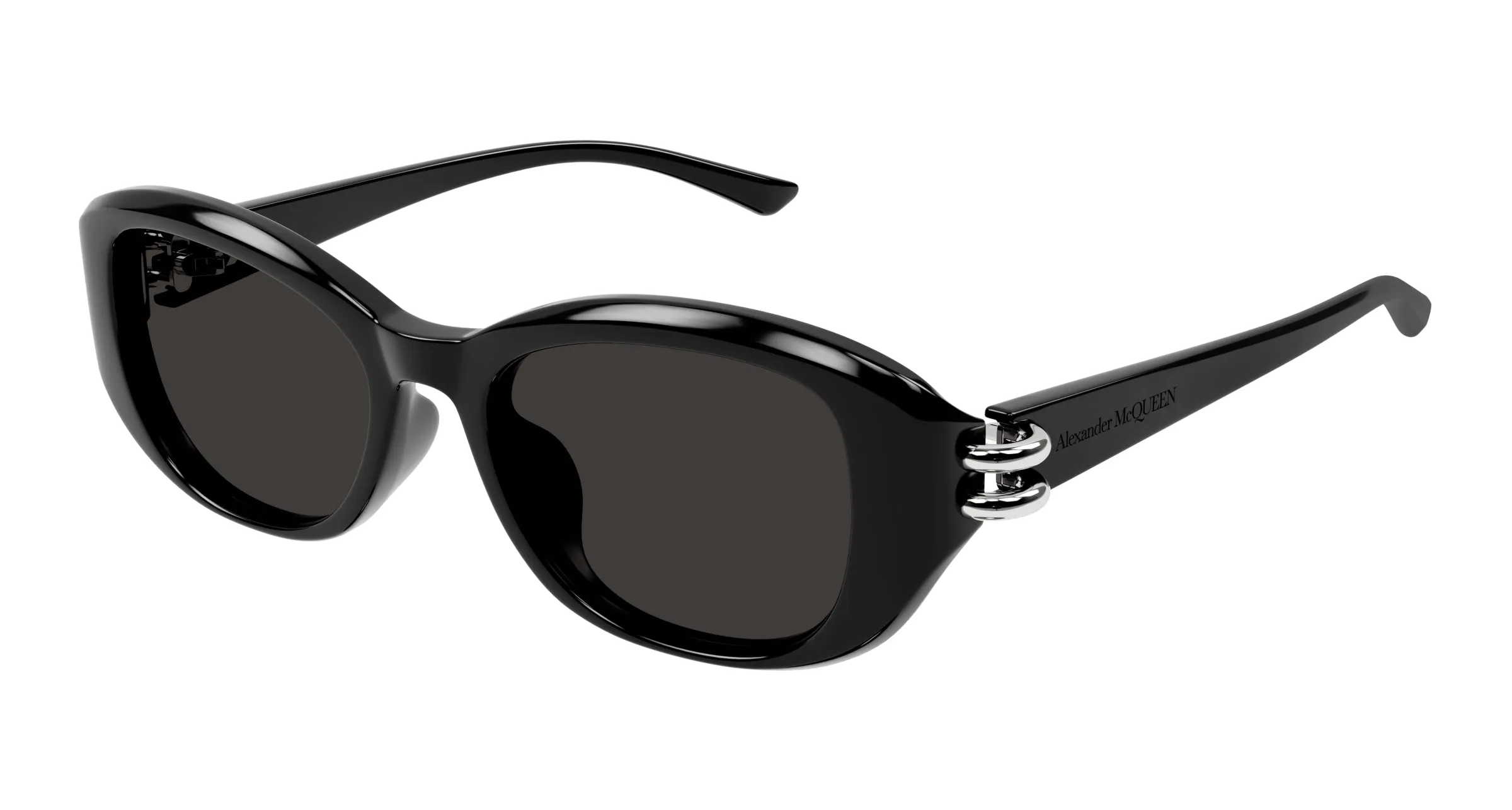 Alexander McQueen AM0470SA 001 Occhiali da sole Acetato Nero Grigio Rotonda - immagine 1