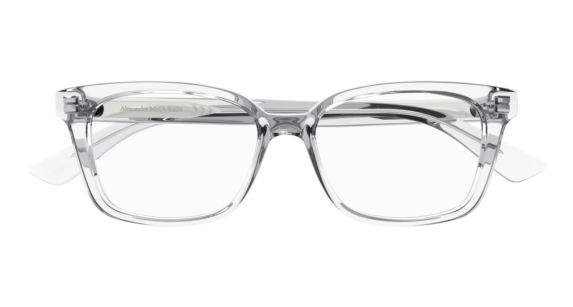 Alexander McQueen AM0464O 004 Montature da vista Acetato Cristallo Trasparente Squadrata - immagine 2