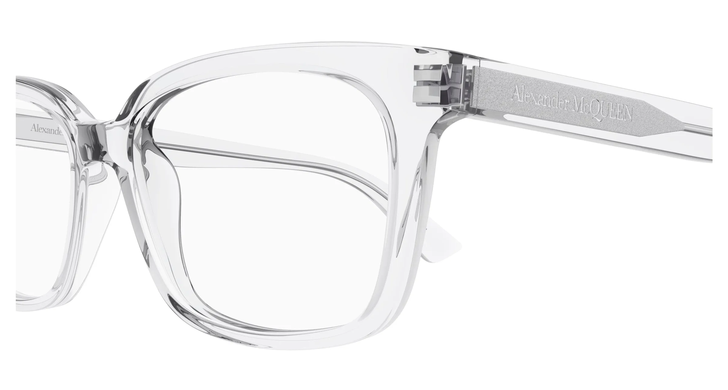 Alexander McQueen AM0464O 004 Montature da vista Acetato Cristallo Trasparente Squadrata - immagine 3