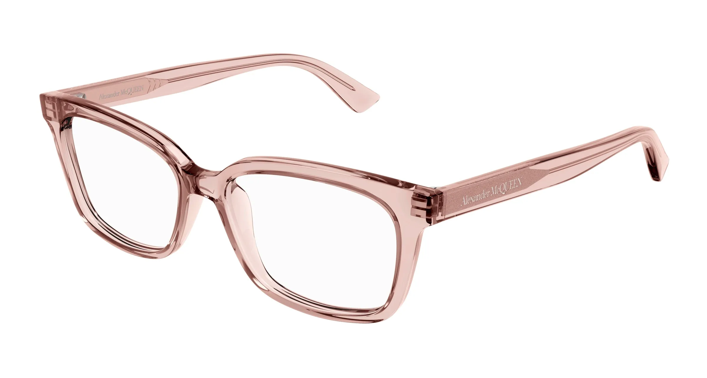 Alexander McQueen AM0464O 003 Montature da vista Acetato Rosa Trasparente Squadrata - immagine 1