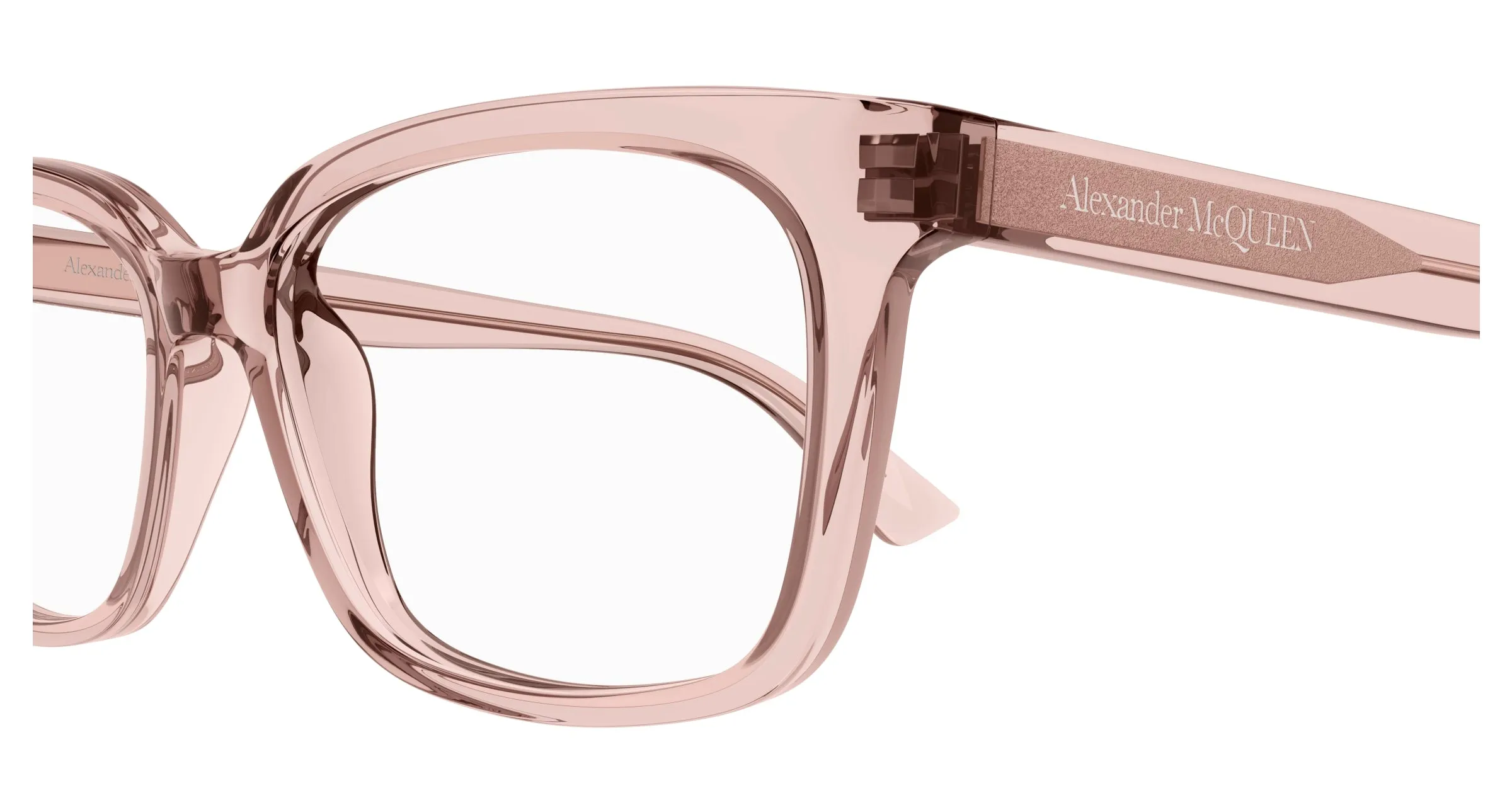 Alexander McQueen AM0464O 003 Montature da vista Acetato Rosa Trasparente Squadrata - immagine 3