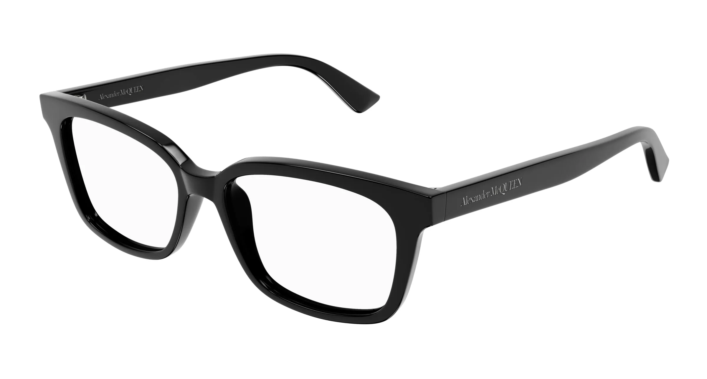 Alexander McQueen AM0464O 001 Montature da vista Acetato Nero Trasparente Squadrata - immagine 1
