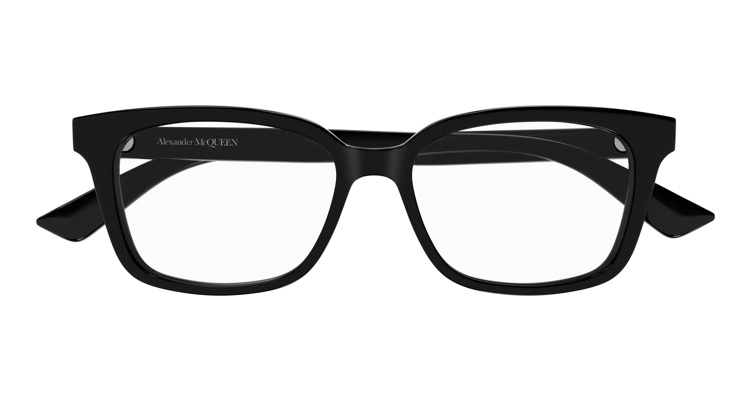 Alexander McQueen AM0464O 001 Montature da vista Acetato Nero Trasparente Squadrata - immagine 2