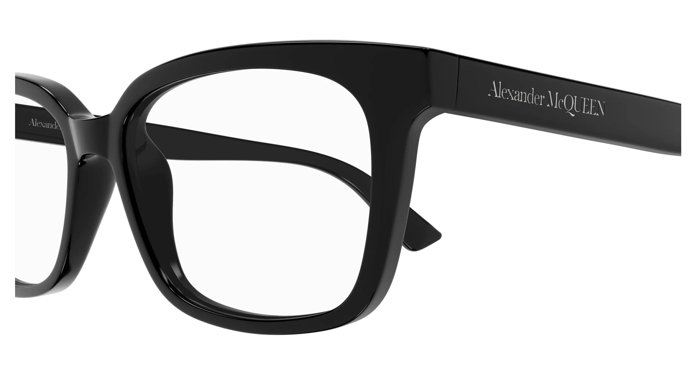 Alexander McQueen AM0464O 001 Montature da vista Acetato Nero Trasparente Squadrata - immagine 3